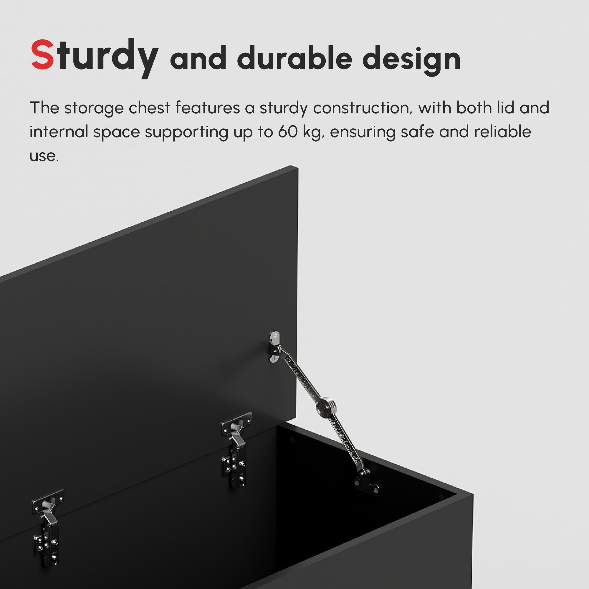 HOMCOM Wooden Chipboard Storage Box Chest with Lid Home Office Organiser 100 x 40 x 40 cm - Black - North Peak Garden Furniture