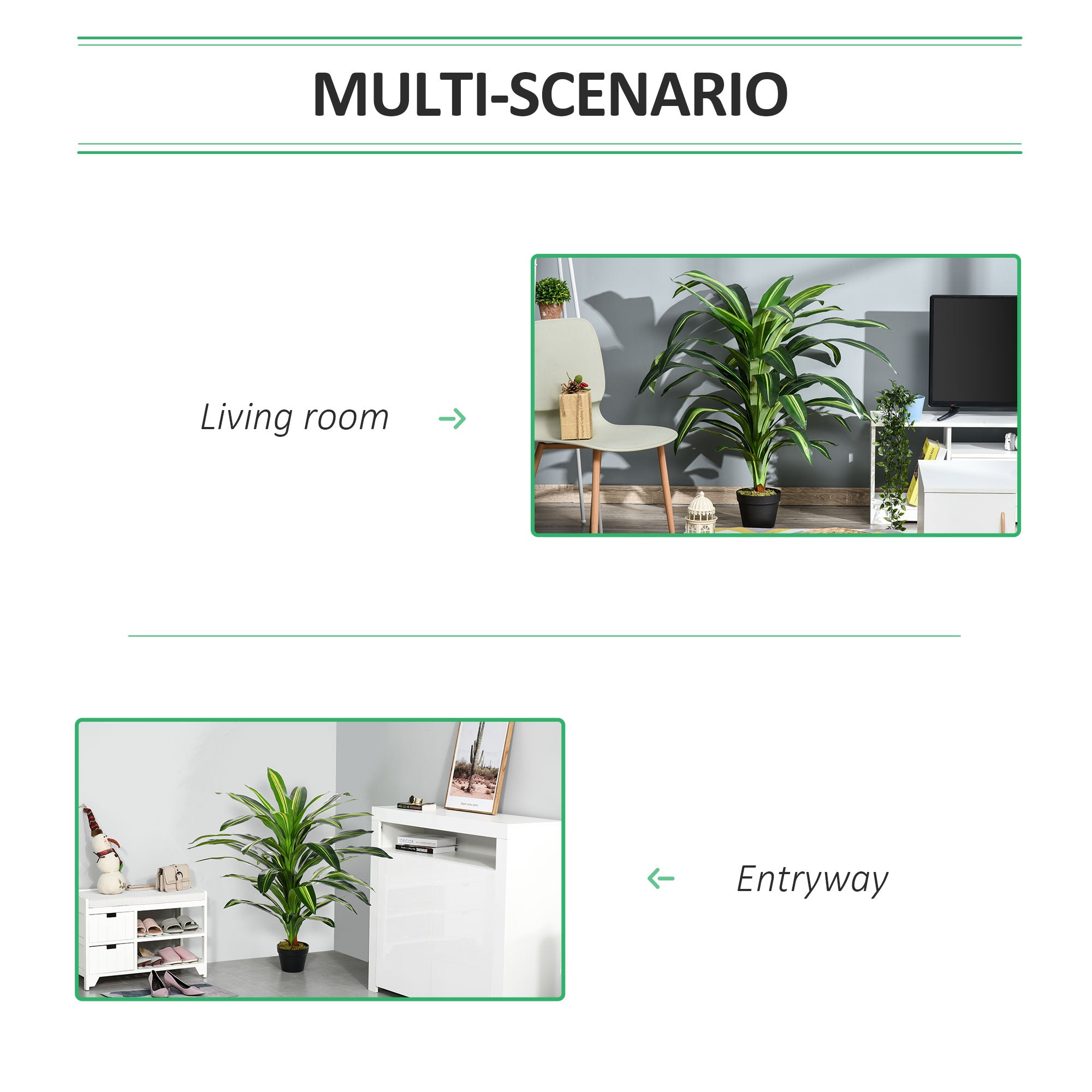 Outsunny 110cm/3.6FT Artificial Dracaena Tree Decorative Plant 40 Leaves with Nursery Pot, Fake Tropical Tree for Indoor Outdoor Décor - North Peak Garden Furniture