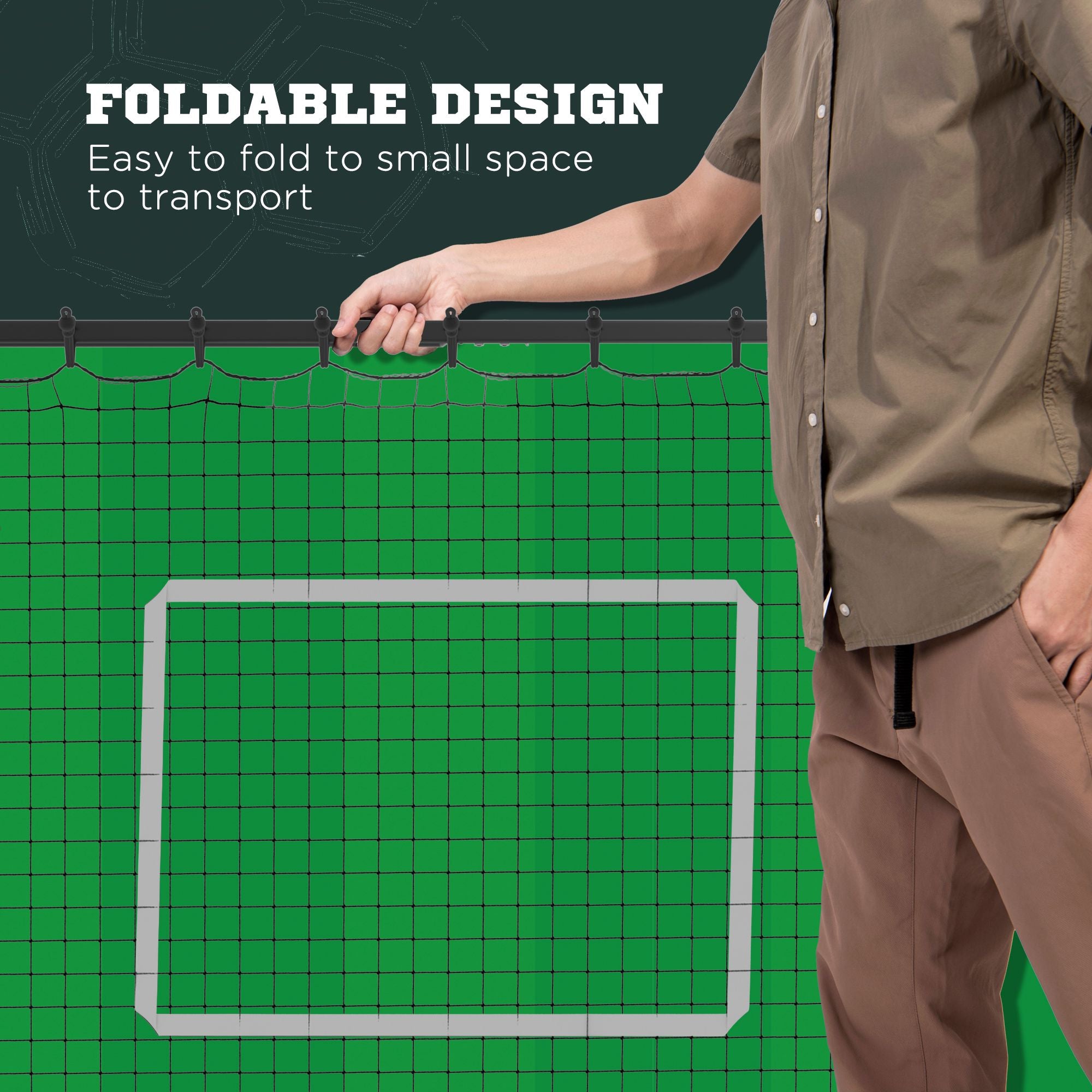 HOMCOM Foldable Football Rebounder Net, with Adjustable Angles - Black - North Peak Garden Furniture