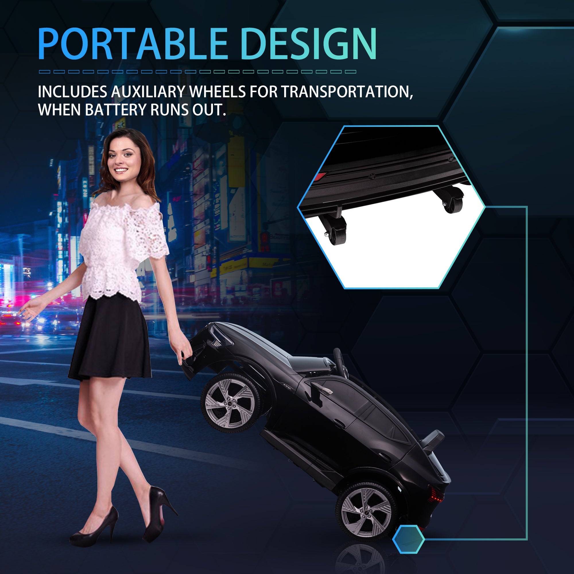 HOMCOM Audi E-tron Licensed 12V Kids Electric Ride On Car with Parental Remote Music Lights MP3 Suspension Wheels for 3-5 Years Black - North Peak Garden Furniture