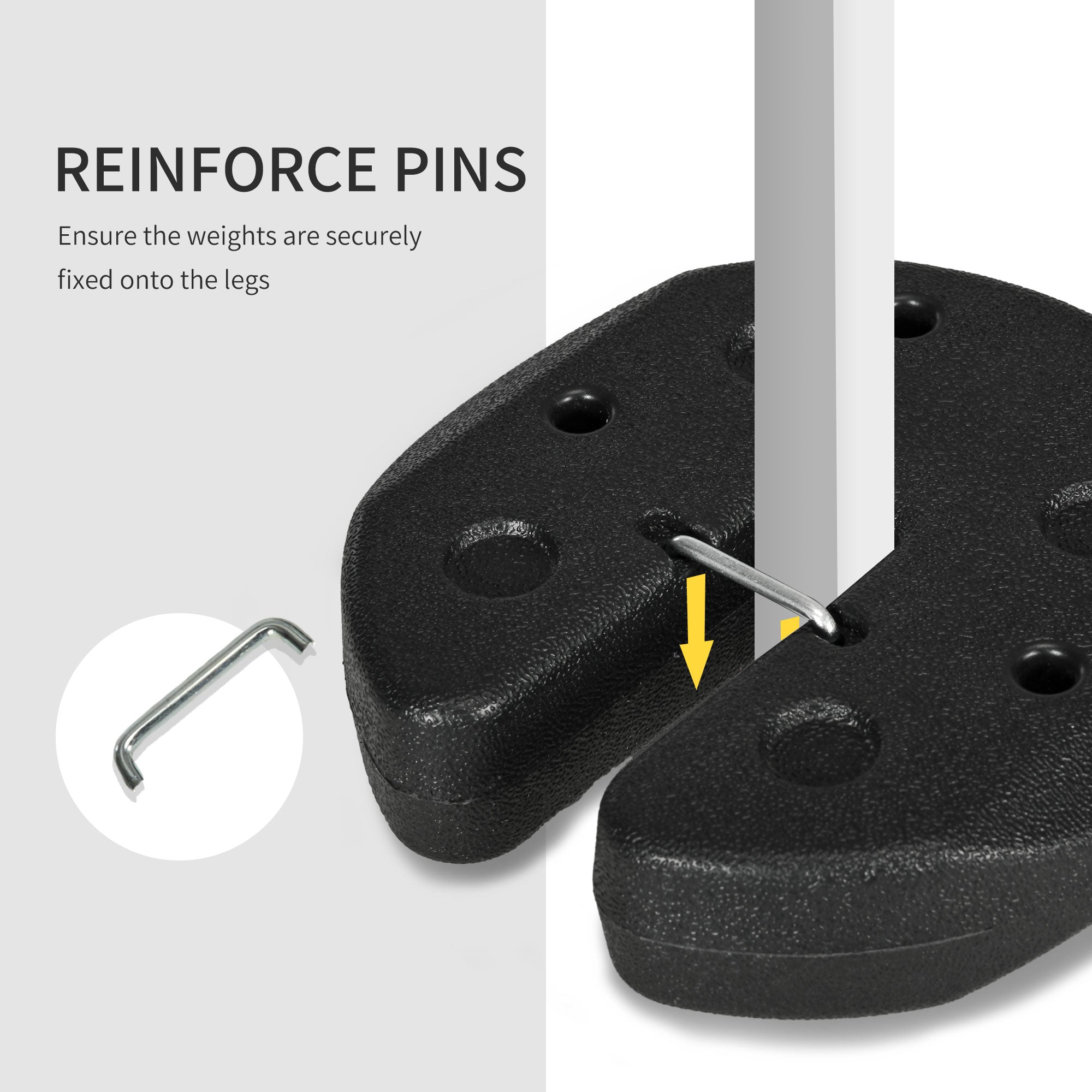 Outsunny 12KG Gazebo Weights Set of 4, Weights for Gazebo Legs with Reinforce Pins and Carry Belt, for Canopies Marquees Tents - North Peak Garden Furniture