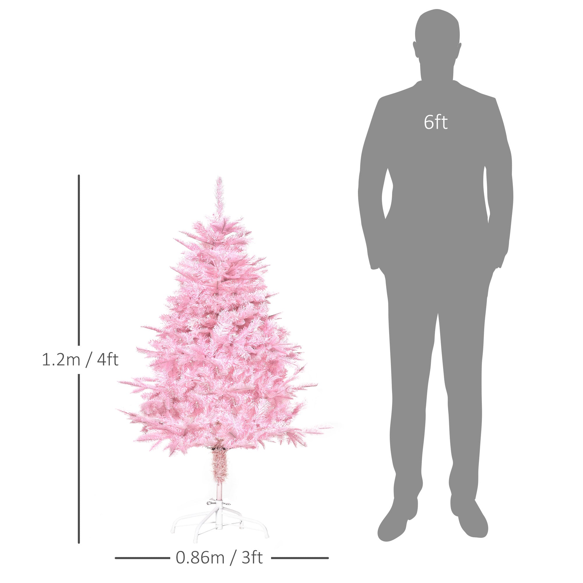 HOMCOM 4FT Artificial Christmas Tree Holiday Xmas Holiday Tree Decoration with Automatic Open for Home Party, Pink - North Peak Garden Furniture