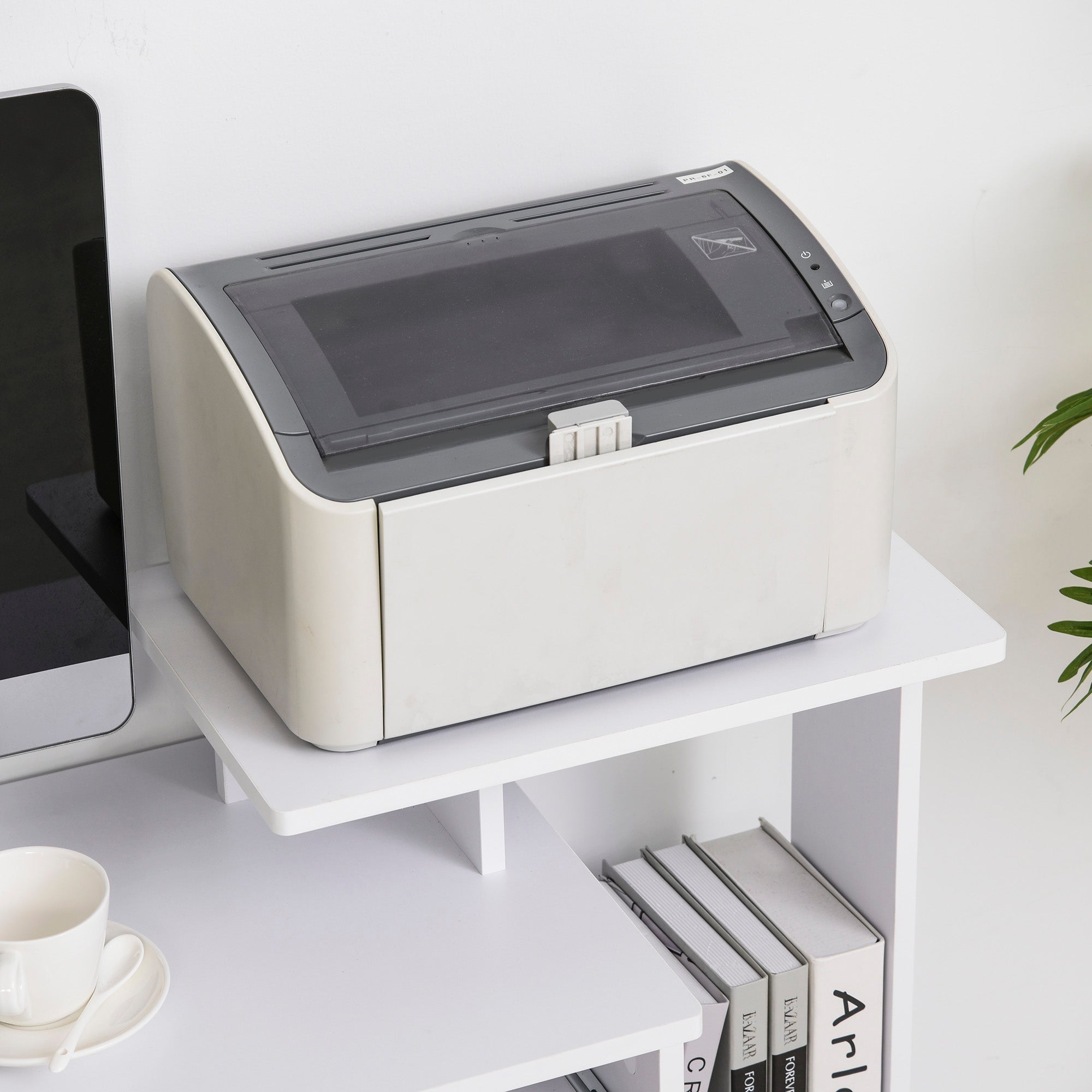 HOMCOM Computer Desk with Sliding Keyboard Tray Storage Drawer Shelf Home Office Workstation White - North Peak Garden Furniture