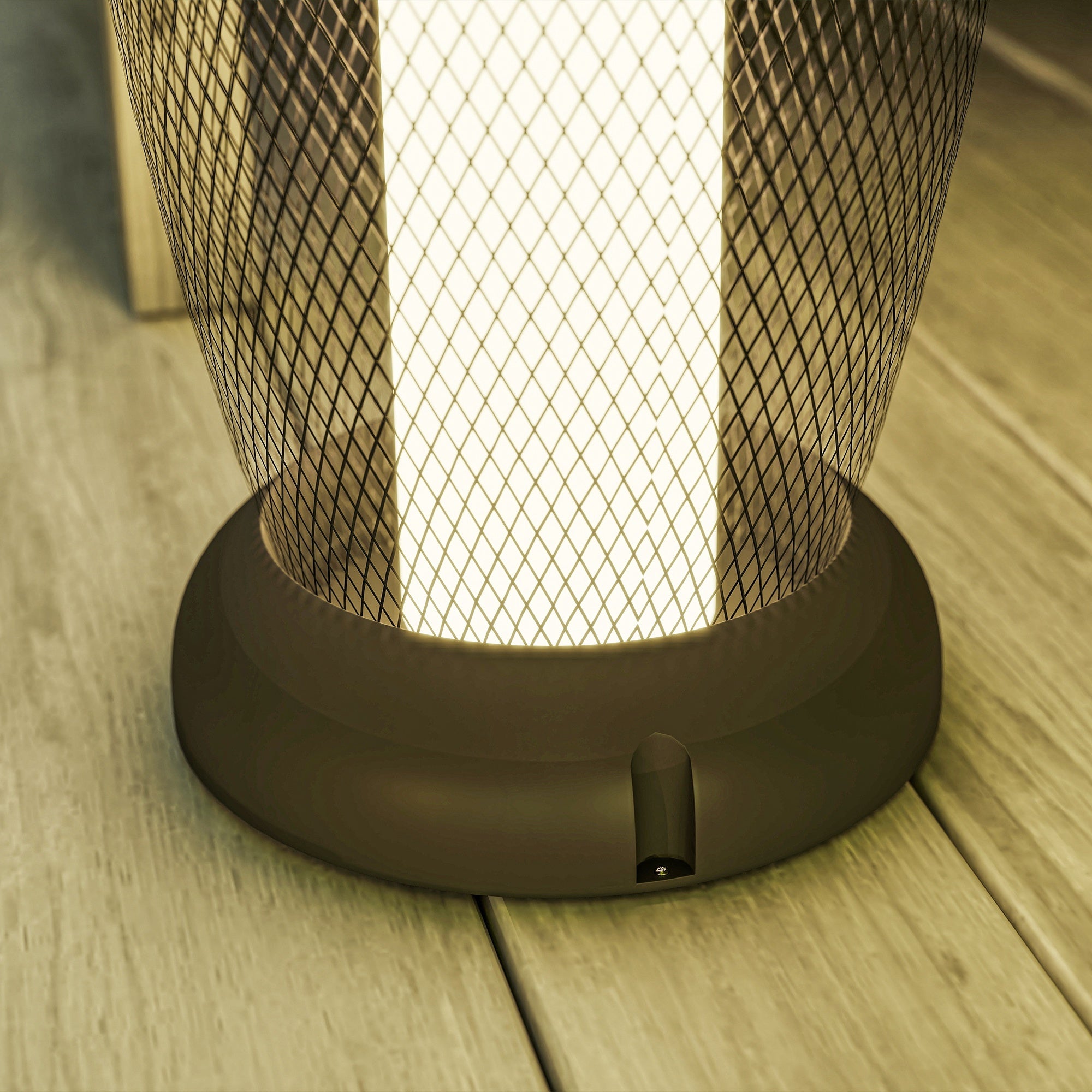 Outsunny Garden Solar Lamp, 71.5 cm Tall Metal Floor Lamp, Auto On/Off LED Solar Garden Light with Metal Wire Shade, IP44 for Outdoor, Porch, Pathway, Terrace, Black - North Peak Garden Furniture