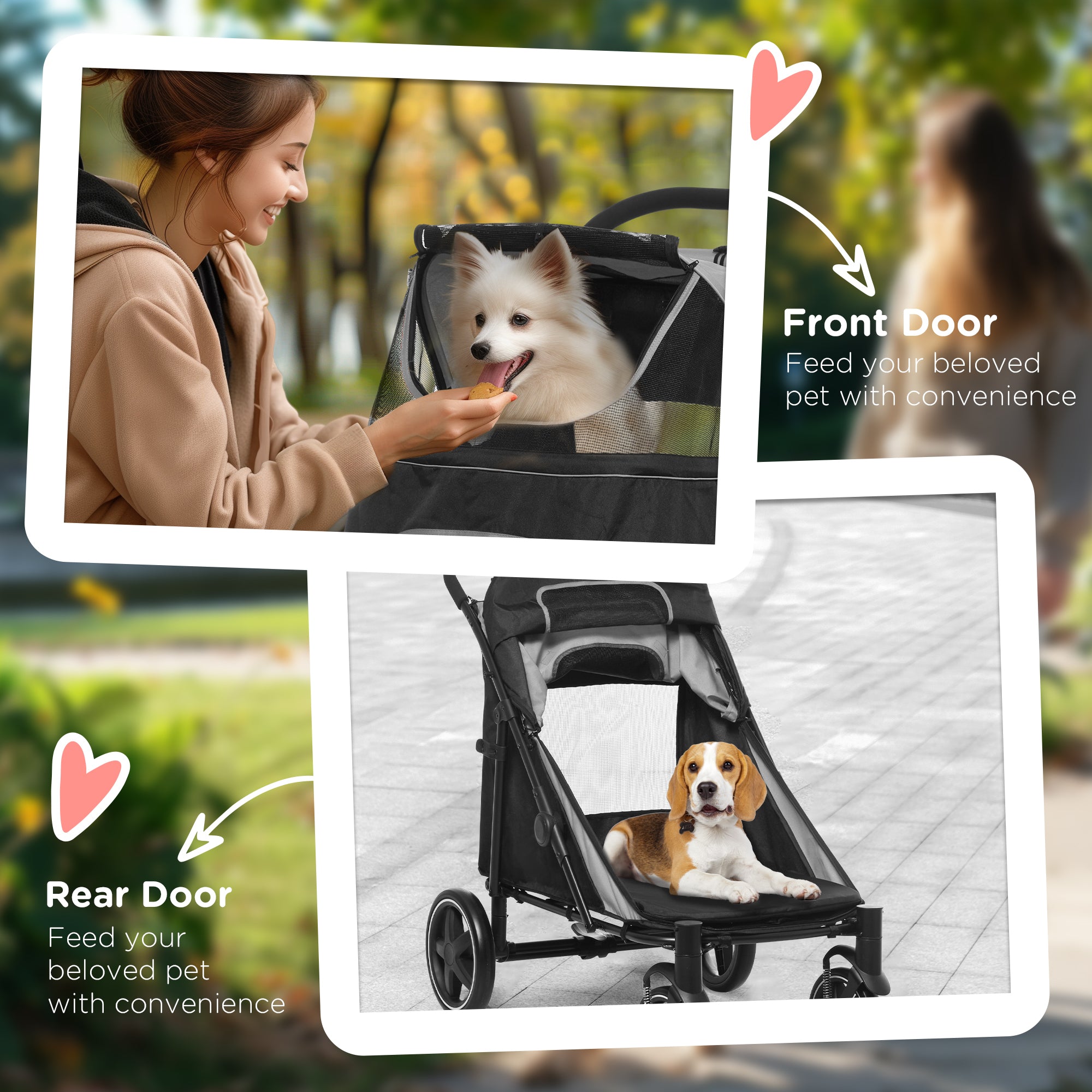 PawHut Foldable Pet Stroller, with Universal Wheels, Shock Absorber, for Medium and Large Dogs - Black - North Peak Garden Furniture