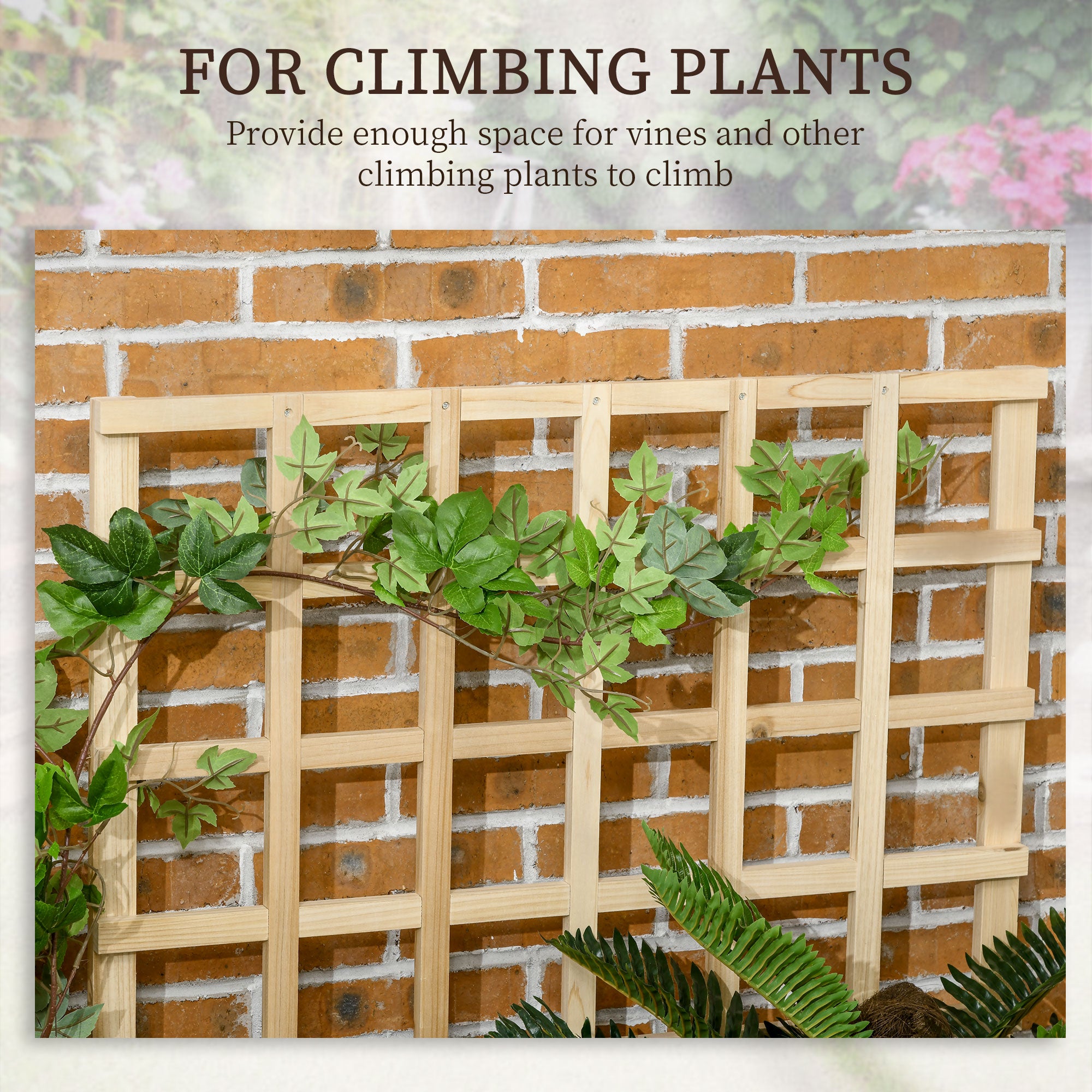 Outsunny 3 Tier Garden Planters with Trellis for Vine Climbing, Wooden Raised Beds, 95x95x110cm, Natural Tone - North Peak Garden Furniture