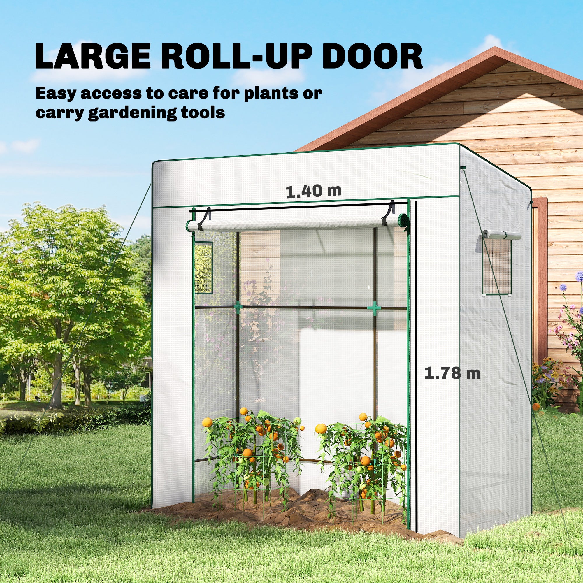Outsunny PE Cover Walk-in Outdoor Greenhouse, White