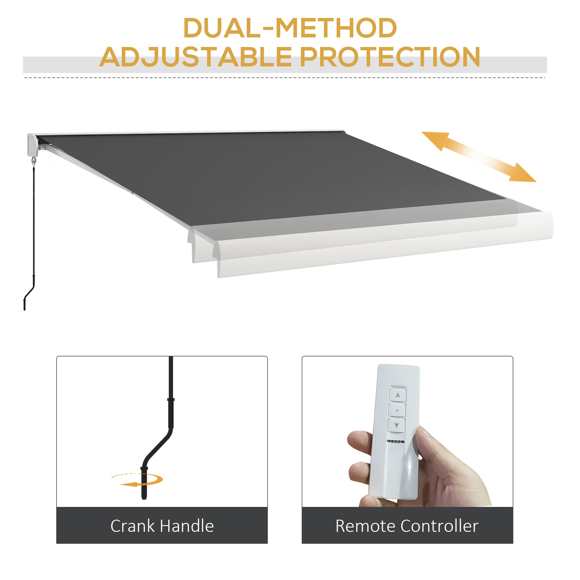 Outsunny 4 x 3(m) Electric Retractable Awning with Remote Controller, Aluminium Frame Sun Canopies for Patio Door Window - North Peak Garden Furniture