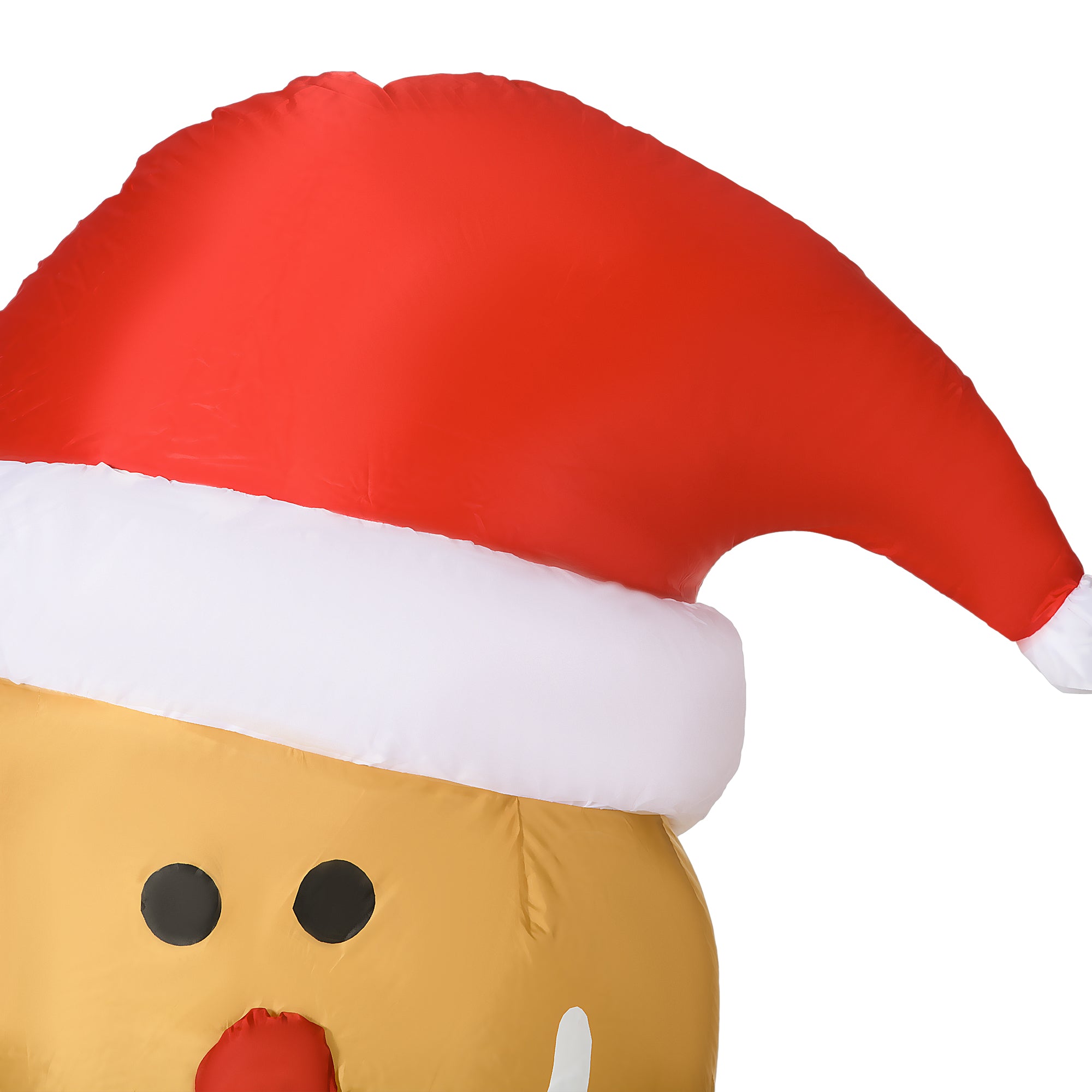 HOMCOM 6ft Christmas Inflatable Gingerbread Man & Santa Hat Safe Outdoor Decoration w/ LED Lights Accessories - North Peak Garden Furniture