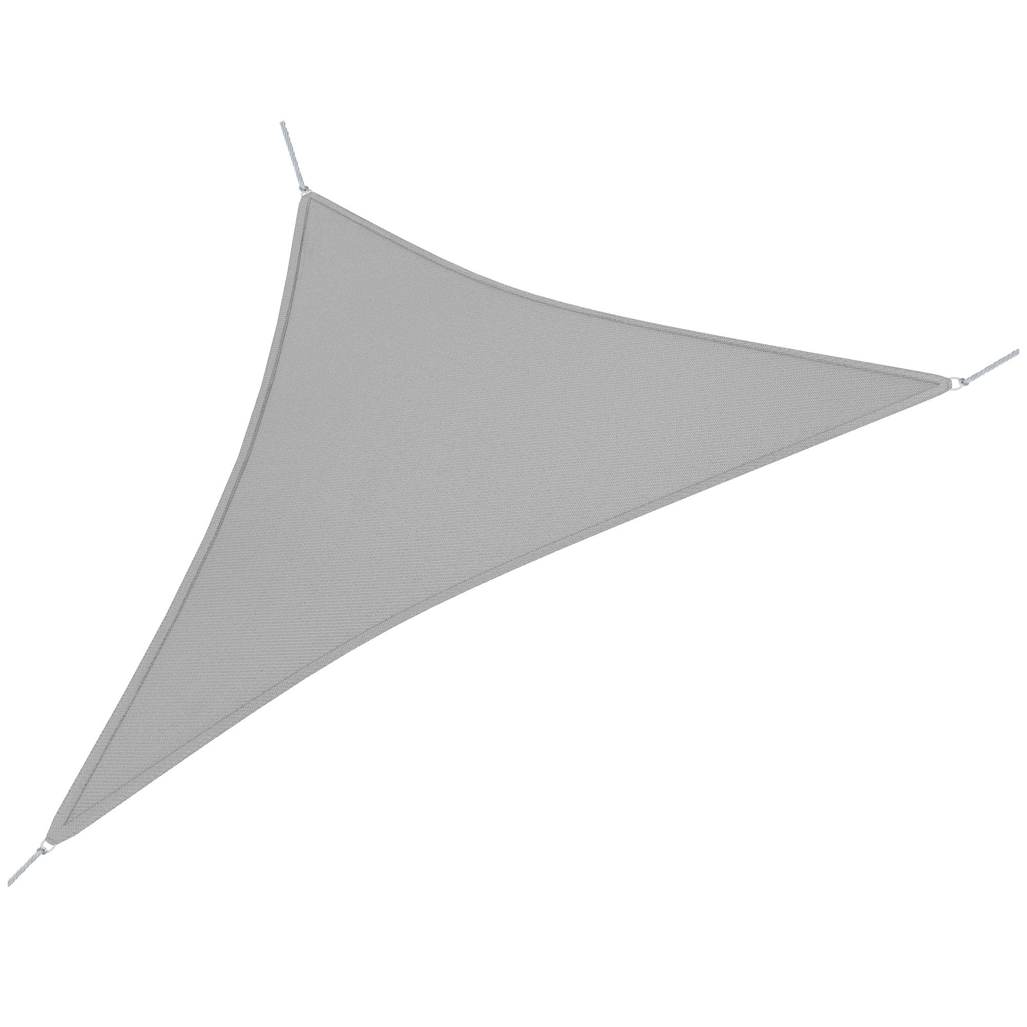 Outsunny 4x4m Triangle Sun Shade Sail, Outdoor UV Protection HDPE Canopy, Patio Deck Shelter with Steel Rings and Ropes, Grey - North Peak Garden Furniture