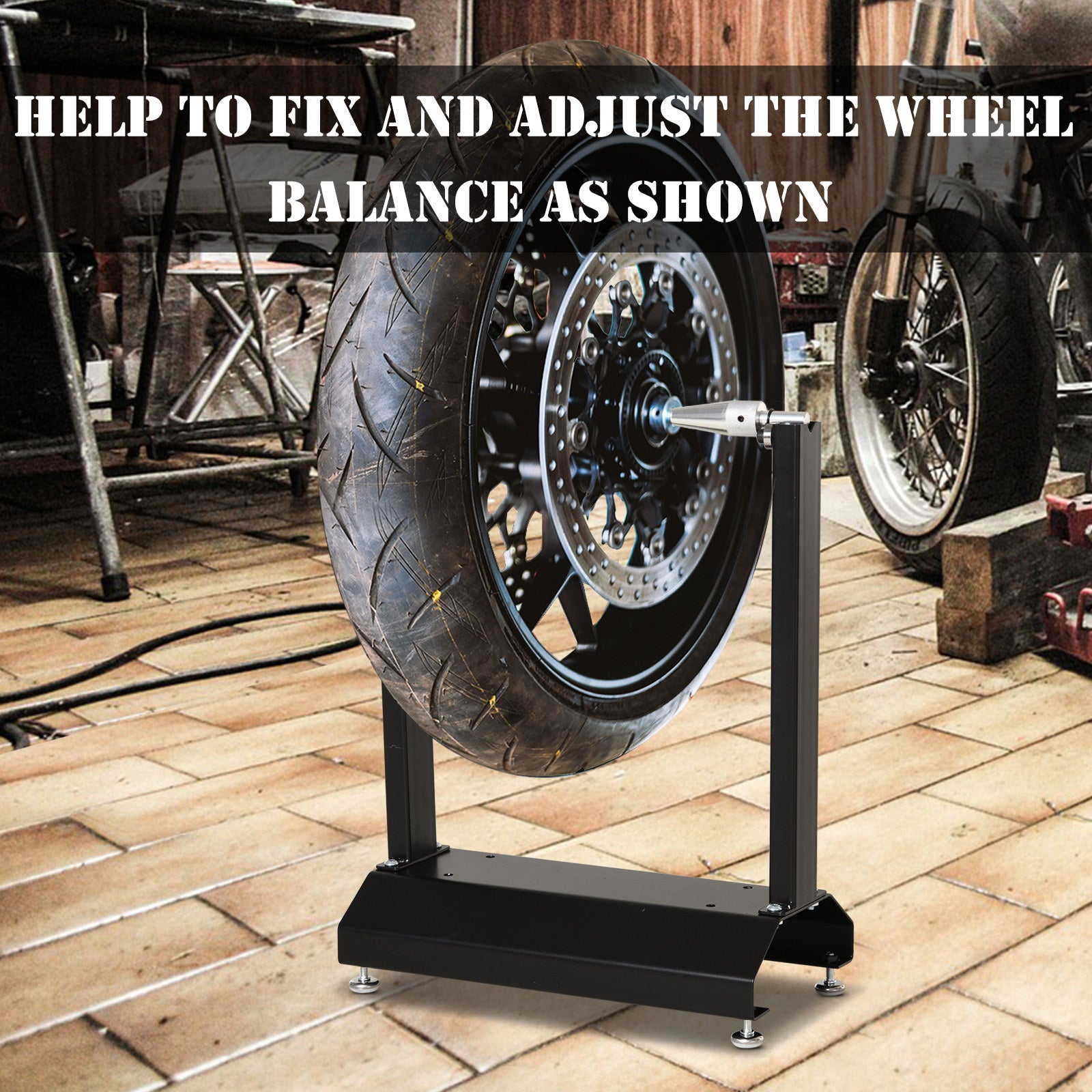 DURHAND Motorcycle Bicycle Wheel Lifting Balance Stand, Motorbike Portable Stand, Rotating Adjustment Wheel - North Peak Garden Furniture
