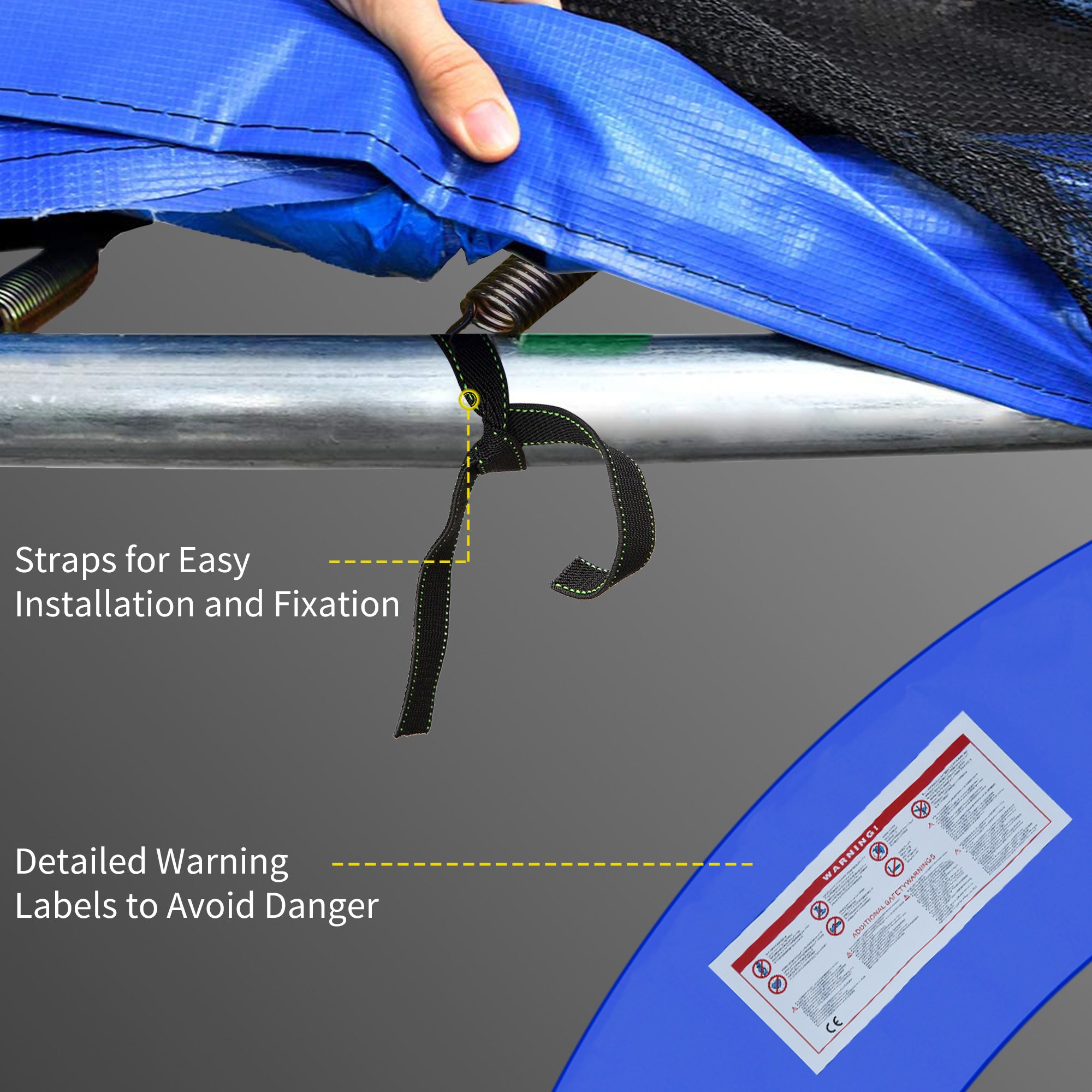 HOMCOM 12FT Replacement Trampoline Pad Thick Foam Safety Ø366cm Spring Cover Bounce Padding - Multi Coloured