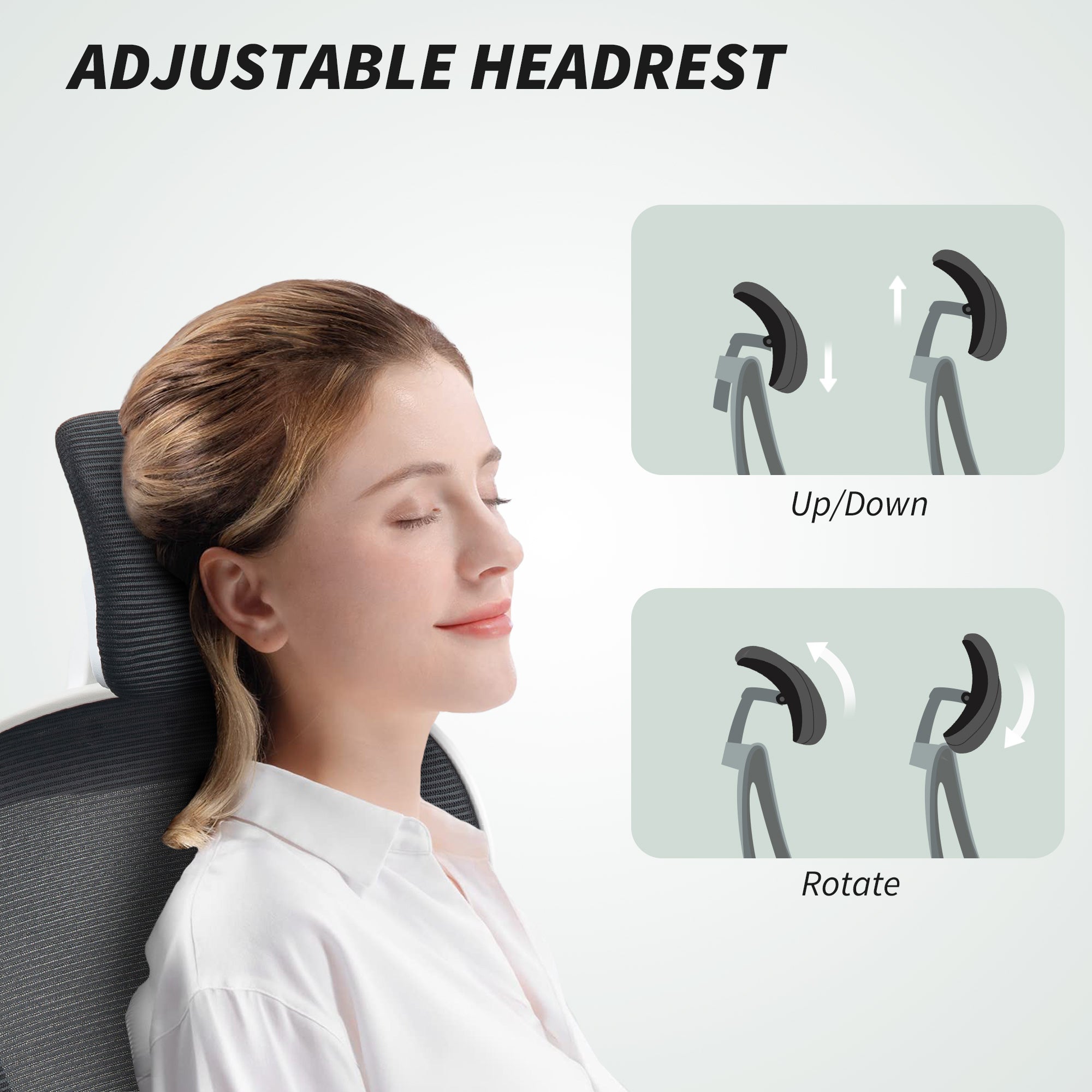 HOMCOM Executive Office Chair, Ergonomic Mesh High Back Desk Chair with Flip-up Armrest, Rotatable Headrest, Adjustable Lumbar Support, Swivel Computer Chair for Home Study, Black - North Peak Garden Furniture