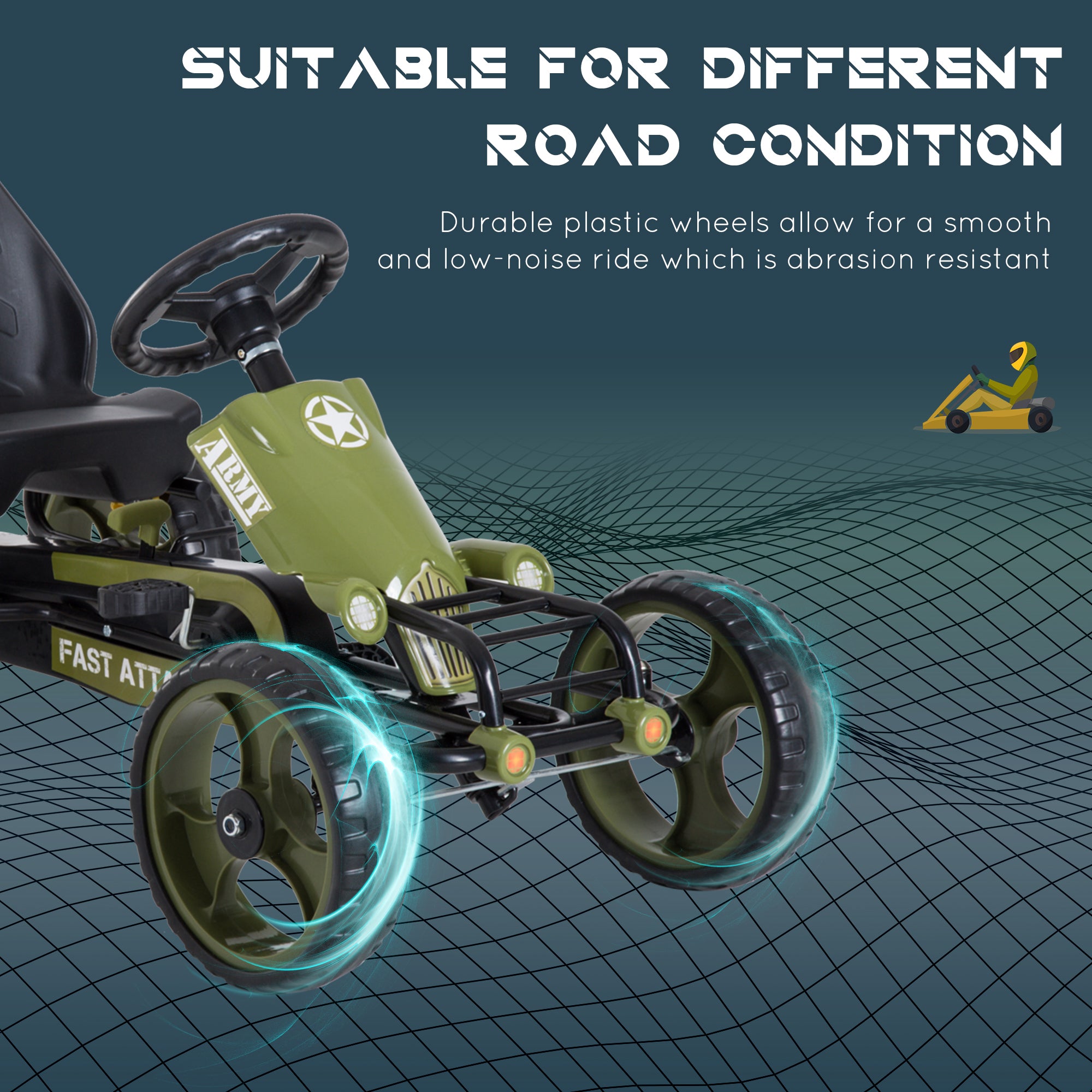 HOMCOM Kids Children Pedal Go Kart Ride On Racer Braking System Adjustable Seat Green - North Peak Garden Furniture