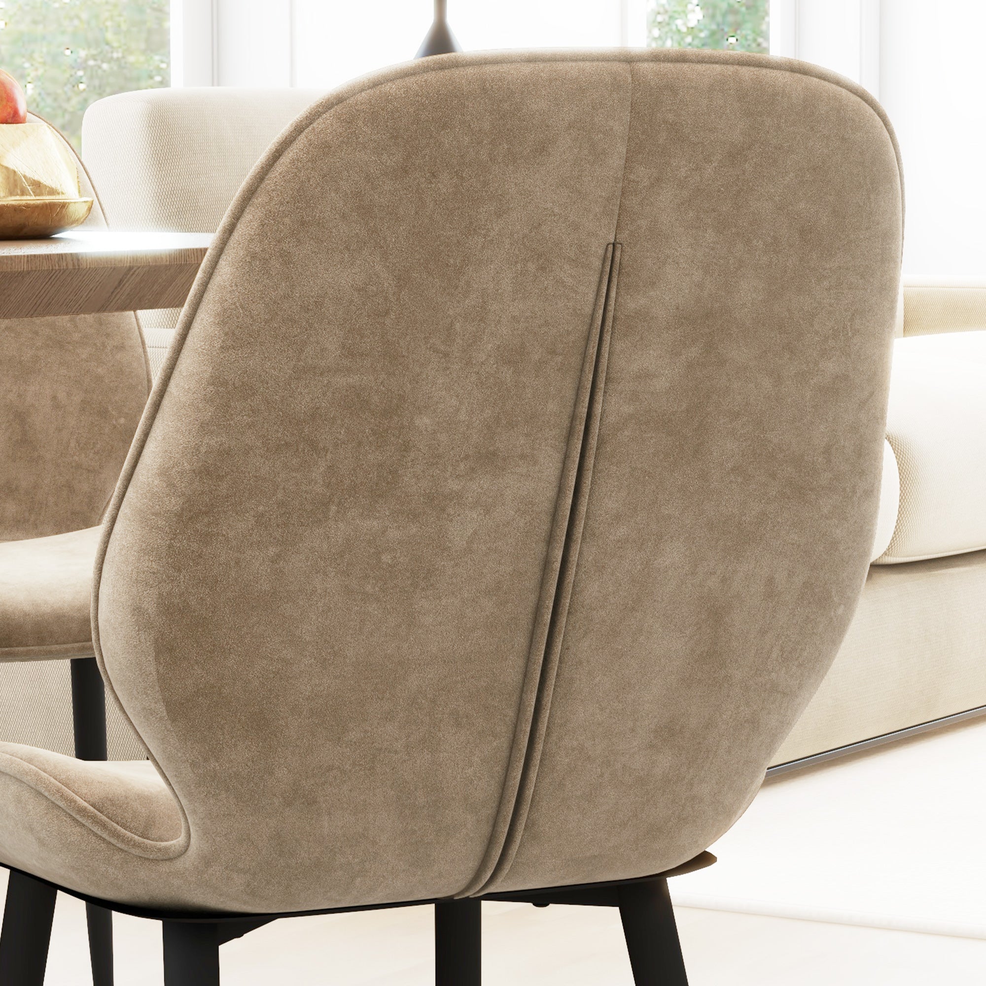 HOMCOM Velvet Dining Chairs, Set of 2 Dining Room Chairs with Metal Legs for Living Room, Dining Room, Light Brown - North Peak Garden Furniture