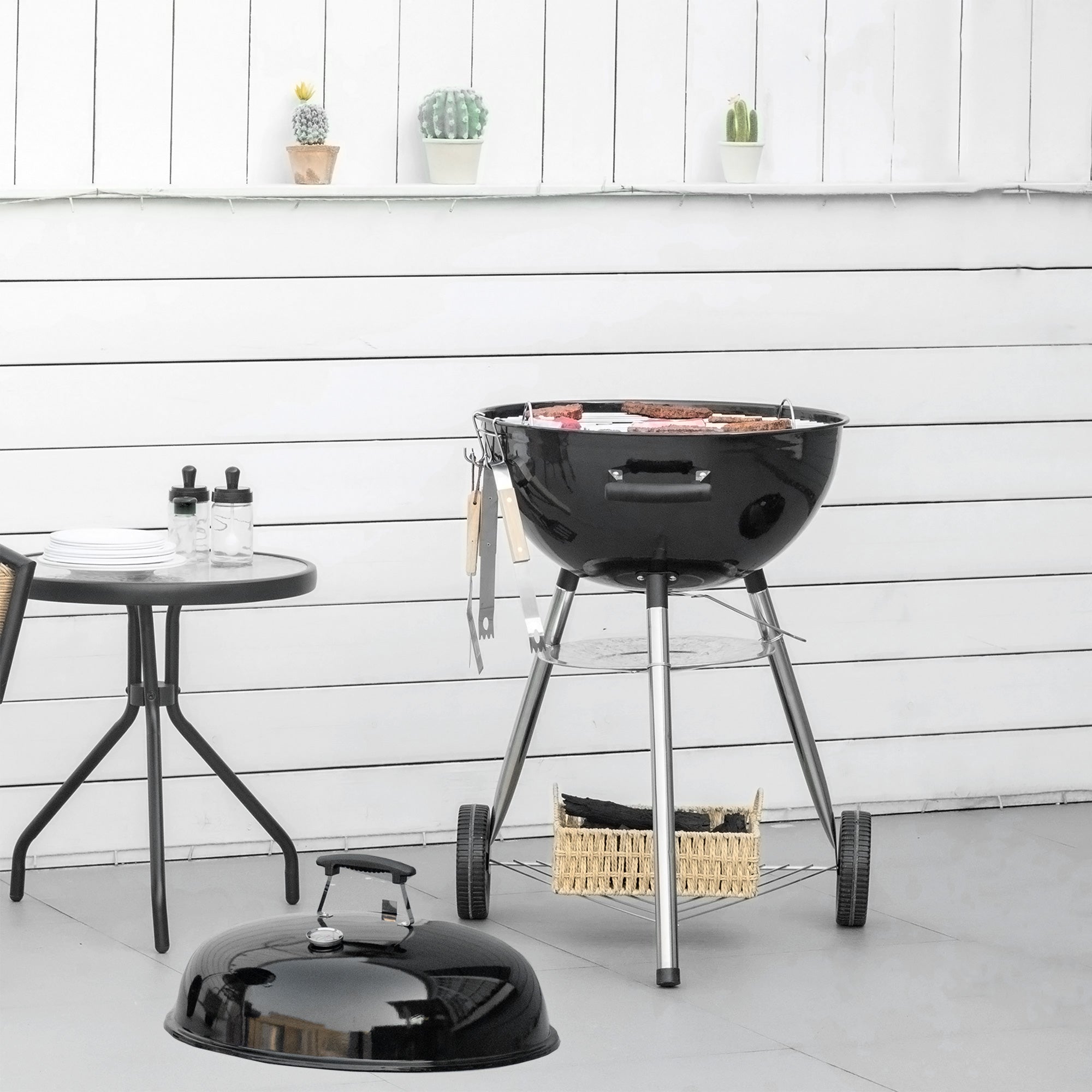 Outsunny Portable Kettle Charcoal Grill - Black - North Peak Garden Furniture