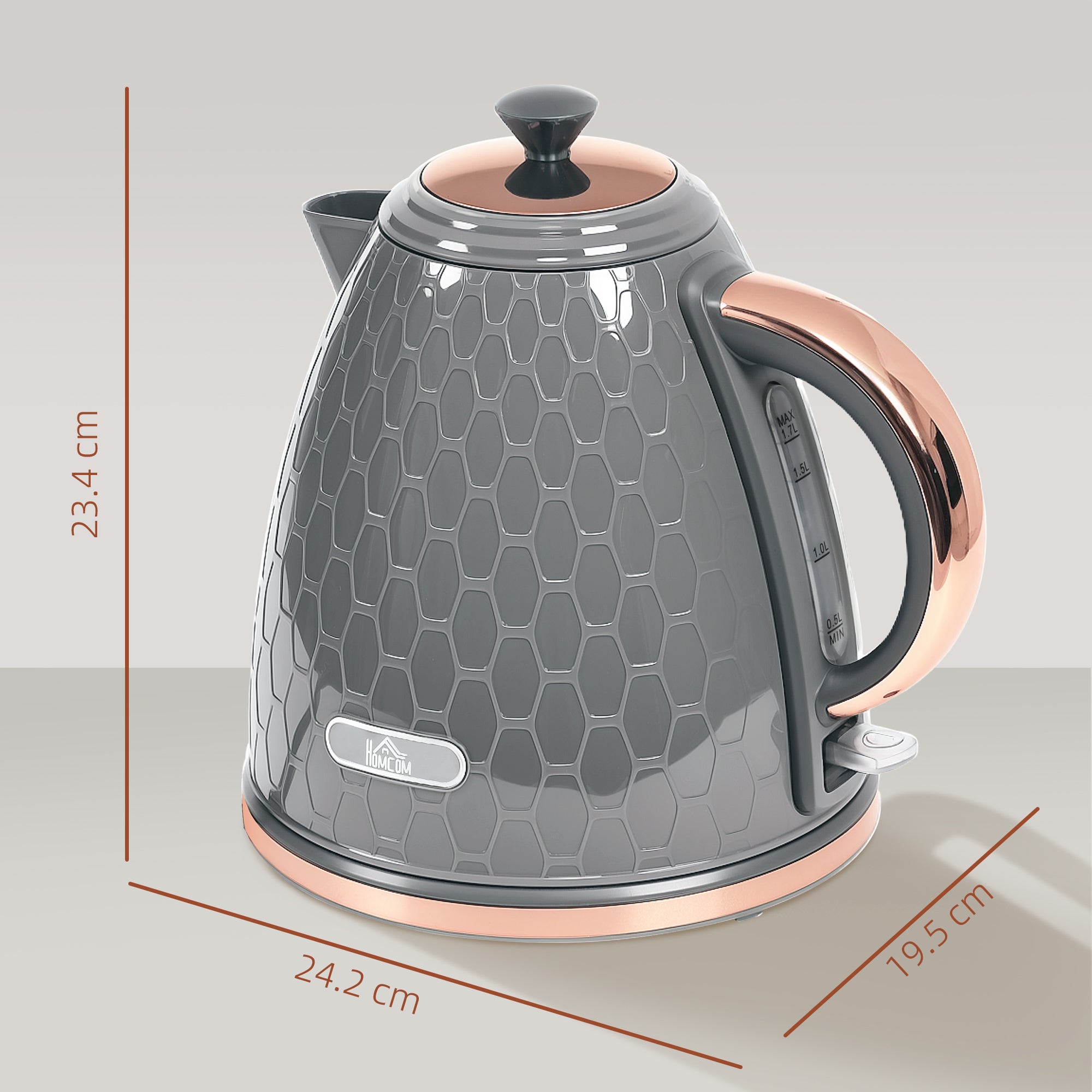 HOMCOM 3kW Rapid Boil Honeycomb Kettle - Grey - North Peak Garden Furniture