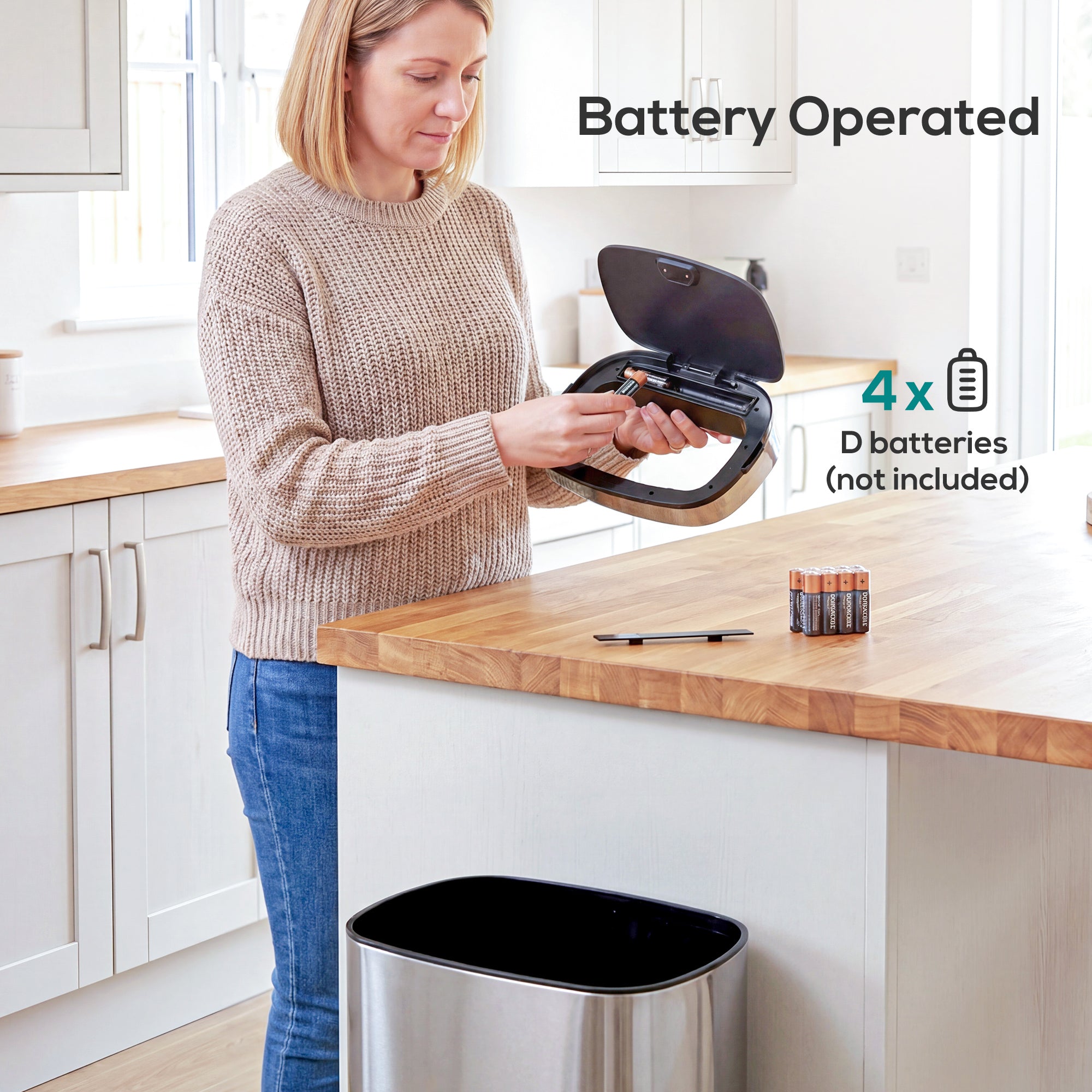 HOMCOM Stainless Steel Kitchen Sensor Dustbin Automatic Touchless Rubbish Garbage Waste Bin 58L Silver