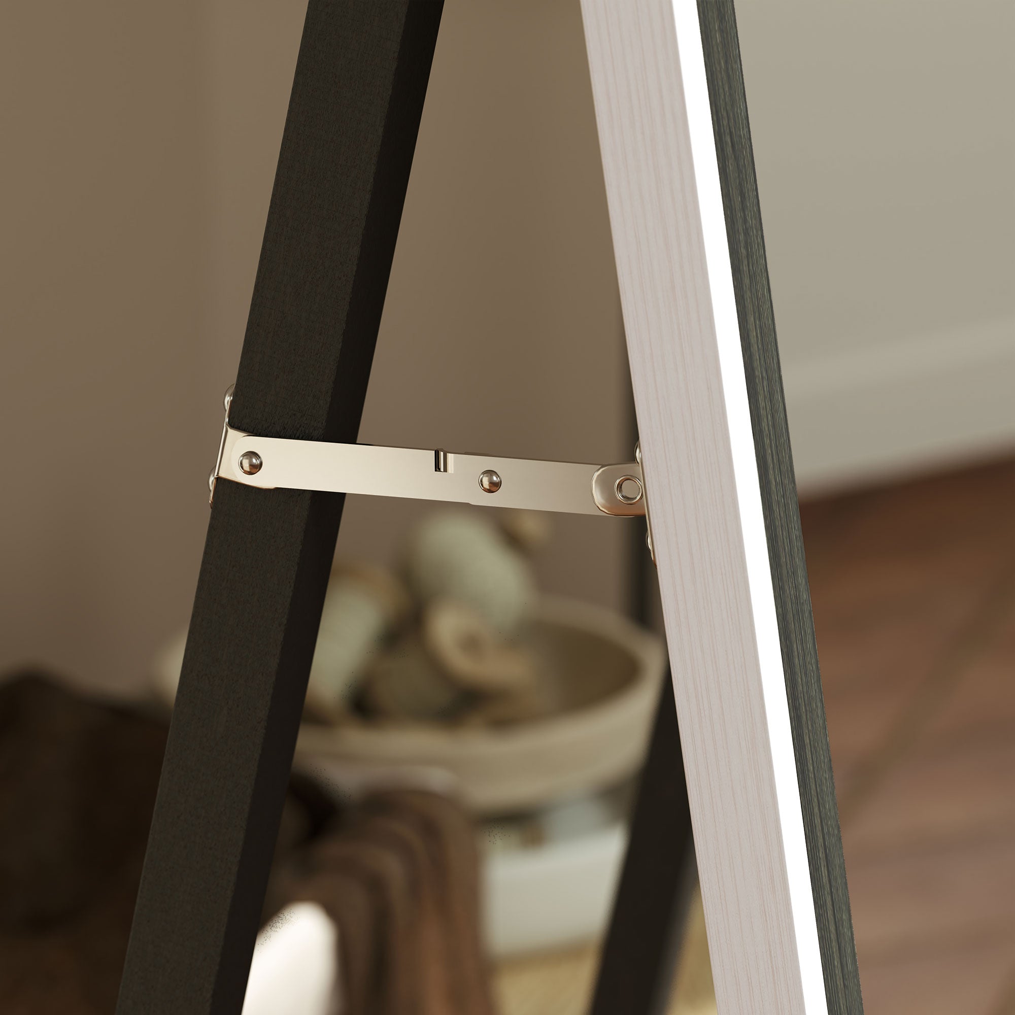 HOMCOM 162.6 cm Two-Tone Full Length Mirror - White/Grey-Tone - North Peak Garden Furniture
