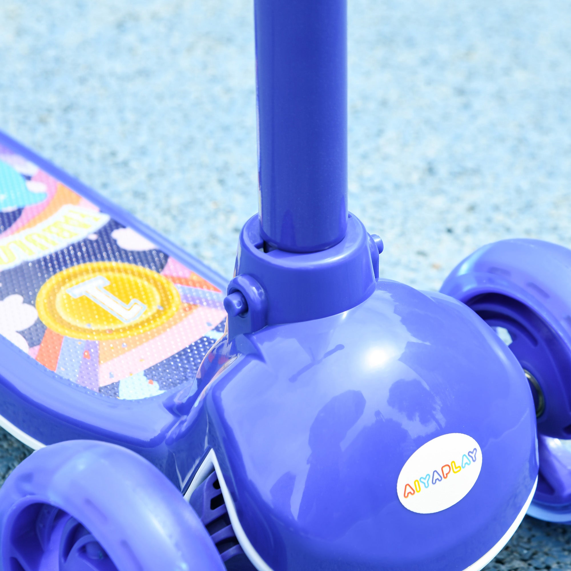 AIYAPLAY Kids 3 Wheel Scooter for 2-6 Years Old w/ Adjustable Height, LED Light, TPE Handlebar, Blue - North Peak Garden Furniture