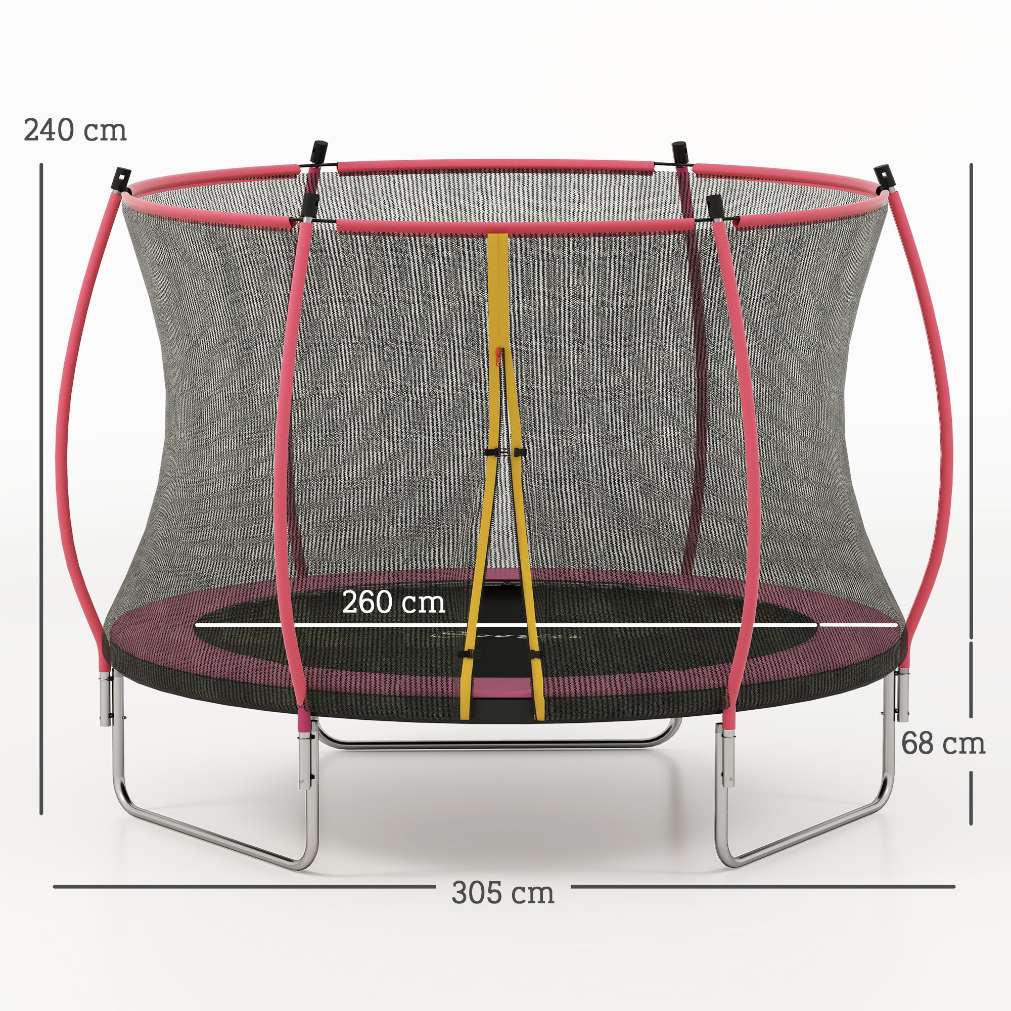 SPORTNOW 10ft Outdoor Trampoline with Enclosure Net, Spring Cover, Pink