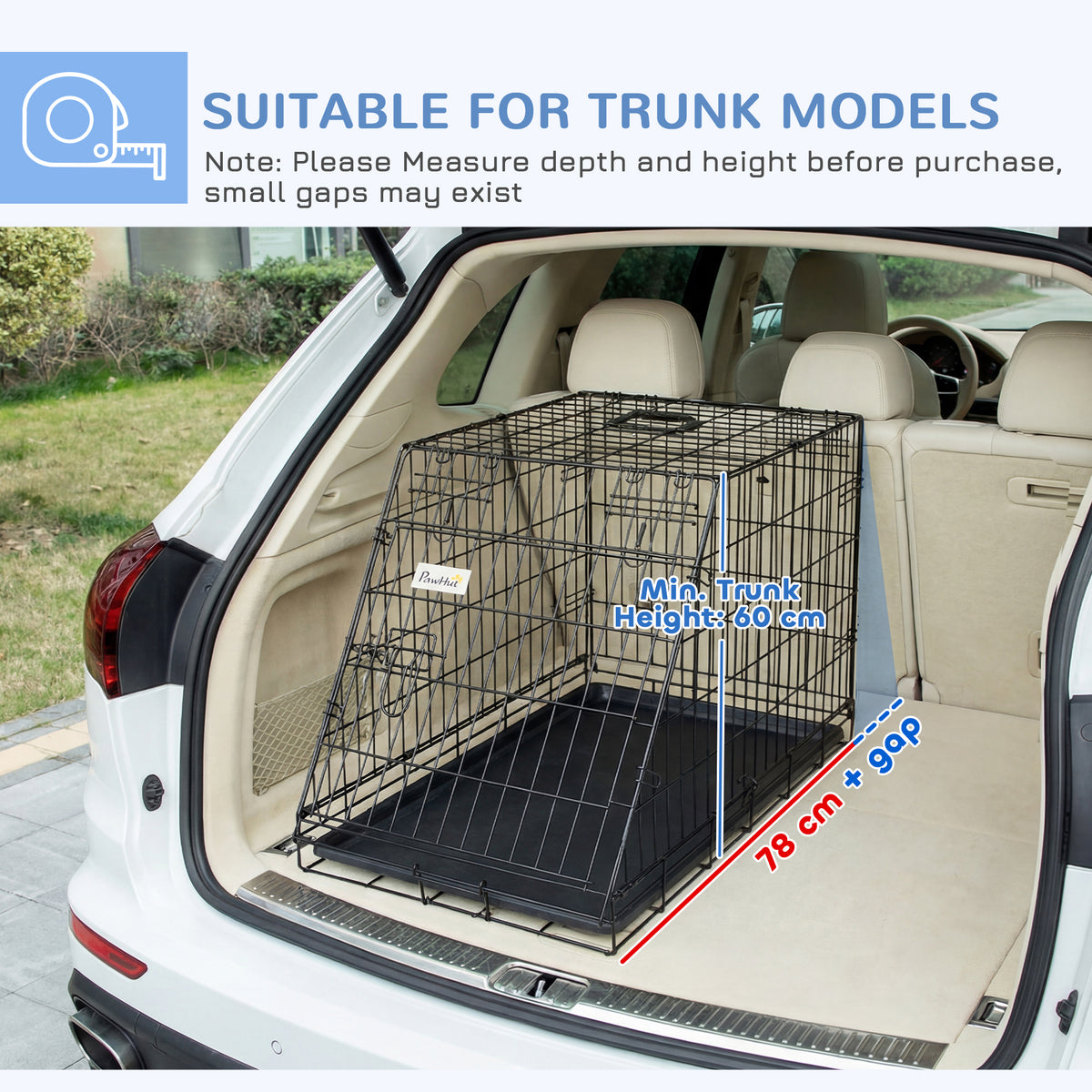 Pawhut Trapeze Collapsible Dog Pet Travel Box Cage Removable Tray 78 x 47 x 55cm