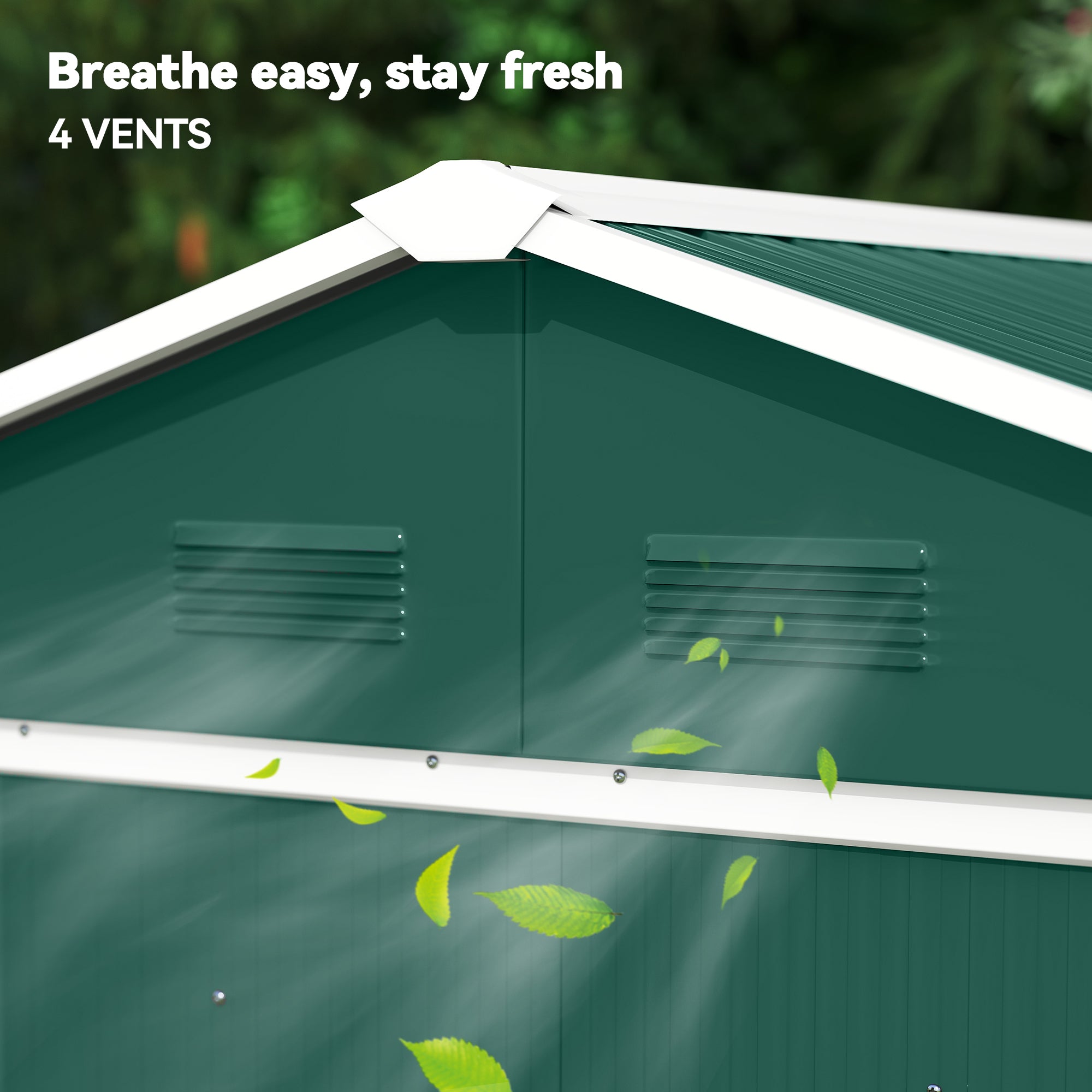 Outsunny 6.5ft x 3.5ft Metal Garden Storage Shed for Outdoor Tool Storage with Double Sliding Doors and 4 Vents, Green - North Peak Garden Furniture