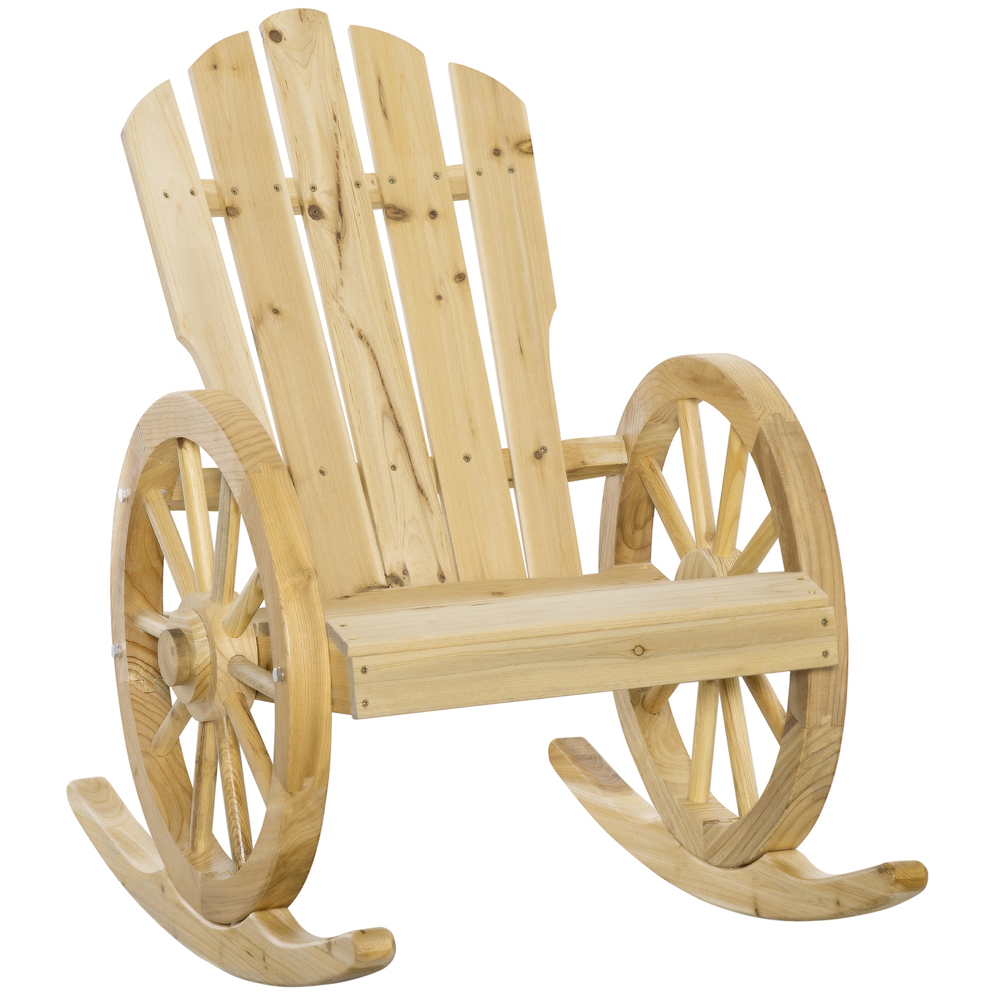 Outsunny Wooden Adirondack Rocking Chair Reclining Armchair Outdoor Garden Furniture Patio Porch Rocker - Natural - North Peak Garden Furniture