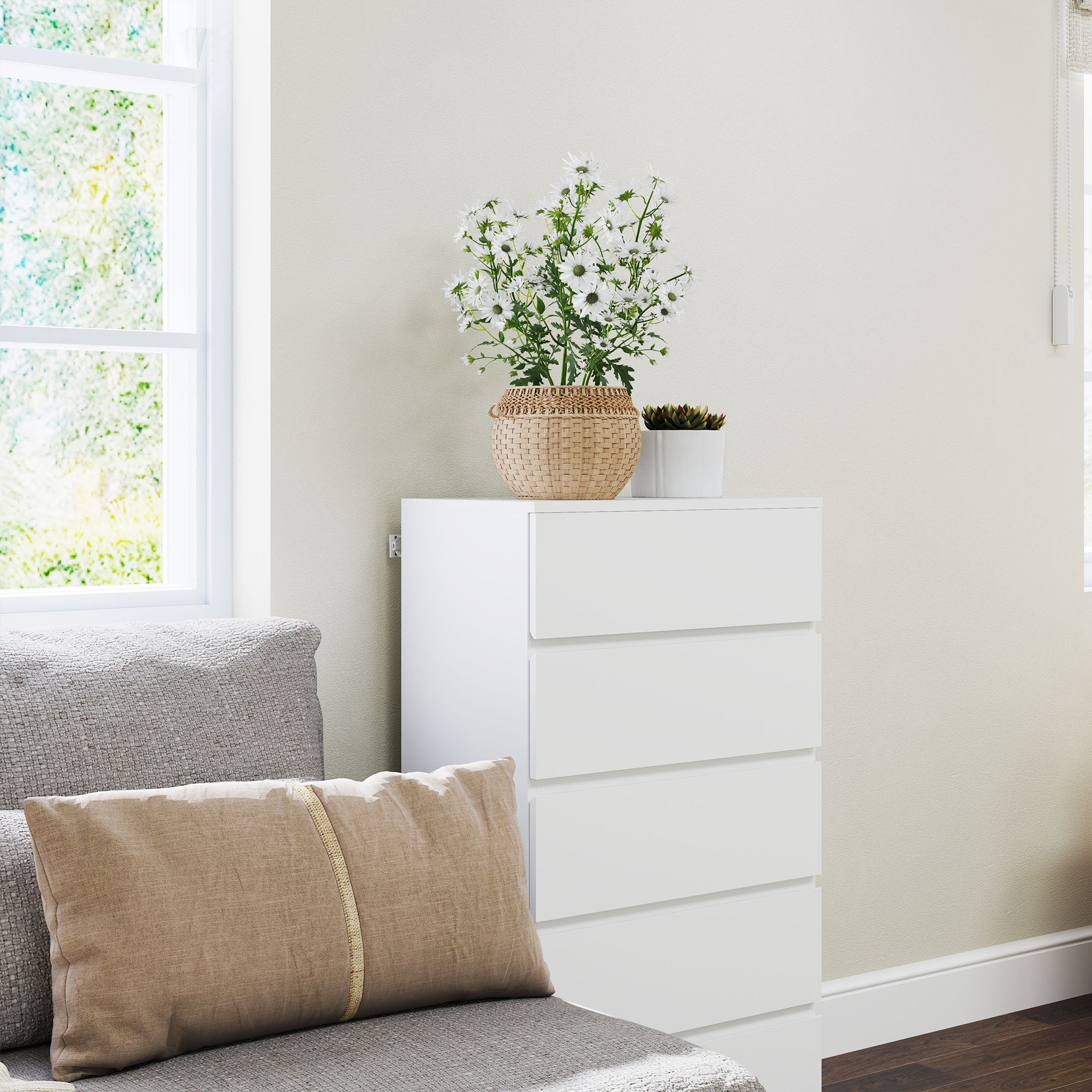 HOMCOM Chest of Drawers, 5-Drawer Storage Cabinets, Modern Dresser, Storage Drawer Unit for Bedroom - North Peak Garden Furniture