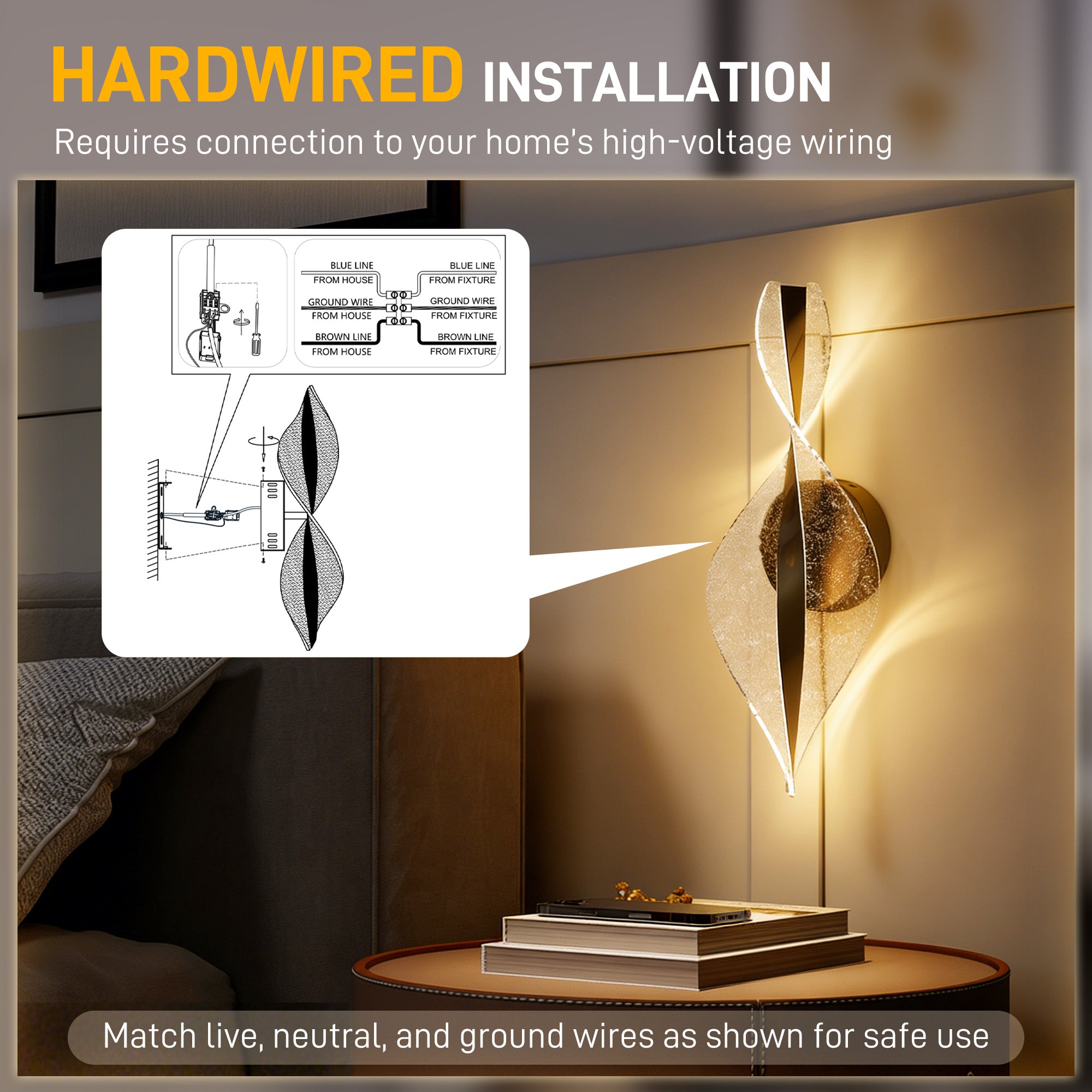 HOMCOM Led Wall Lamp 2 Pack, 13W Modern Indoor Spiral Wall Light, Colour Temperature Adjustable 3000K/4000K/6500K, for Bedroom, Living Room, Hallway, Stairs, Black