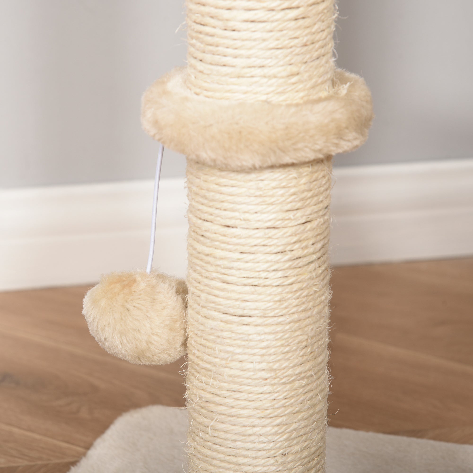 PawHut Cat Tree for Indoor Cats 100cm Kitten Climbing Tower Activity Center with Sisal Scratching Post Condo Perch Hanging Balls Teasing Rope Toy Cushion