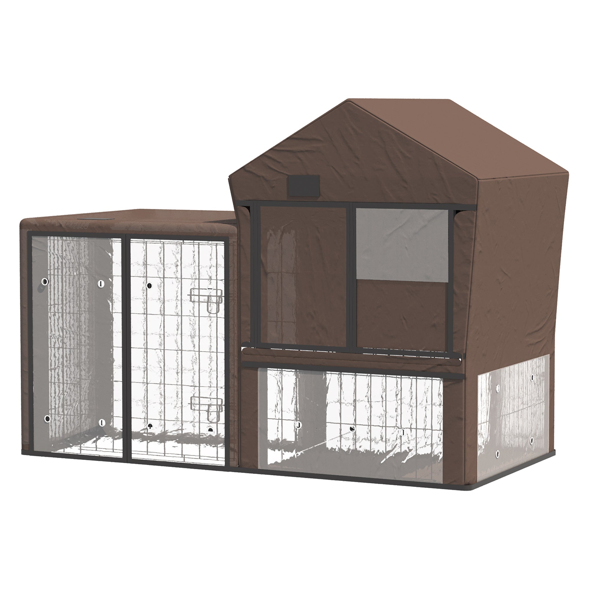 PawHut Rabbit Hutch Cover, Water-Resistant Pets Cage Protector, Breathable Guinea Pig Cage Cover - Brown - North Peak Garden Furniture