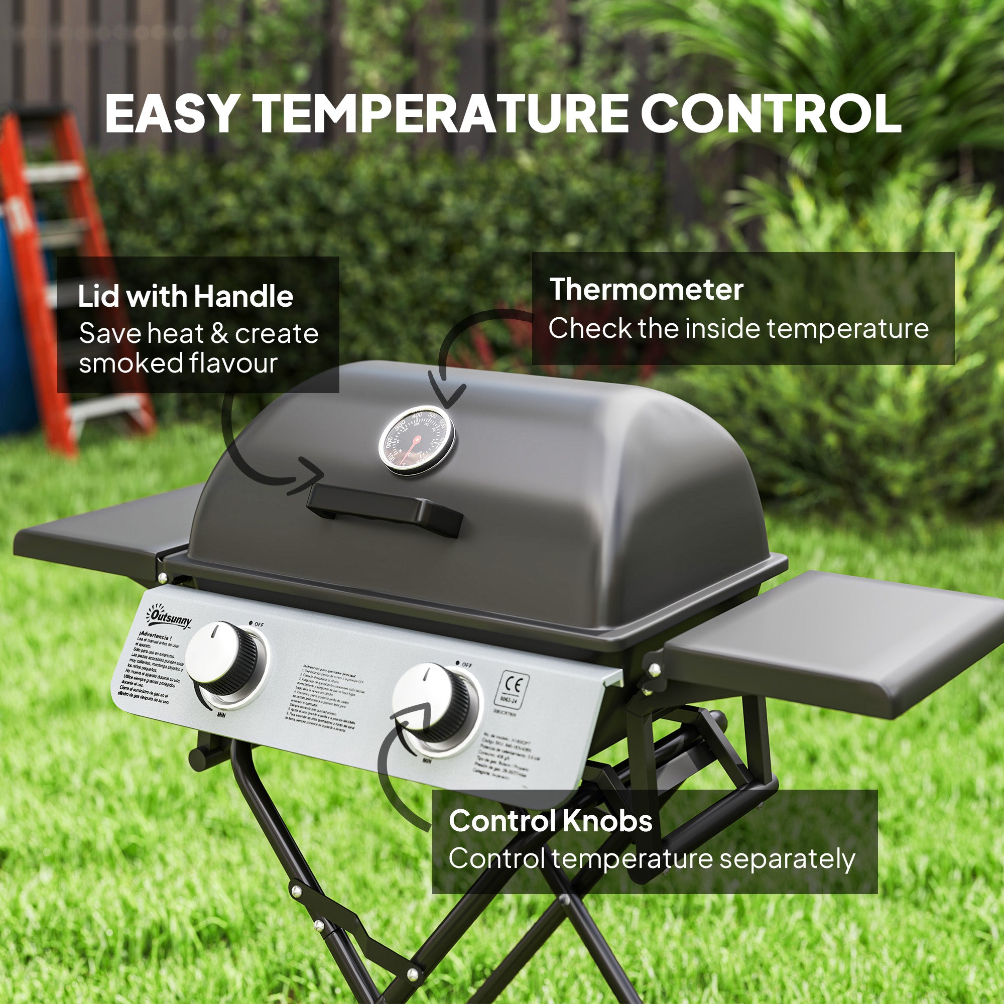 Outsunny Two-Burner Portable Suitcase BBQ - Black - North Peak Garden Furniture