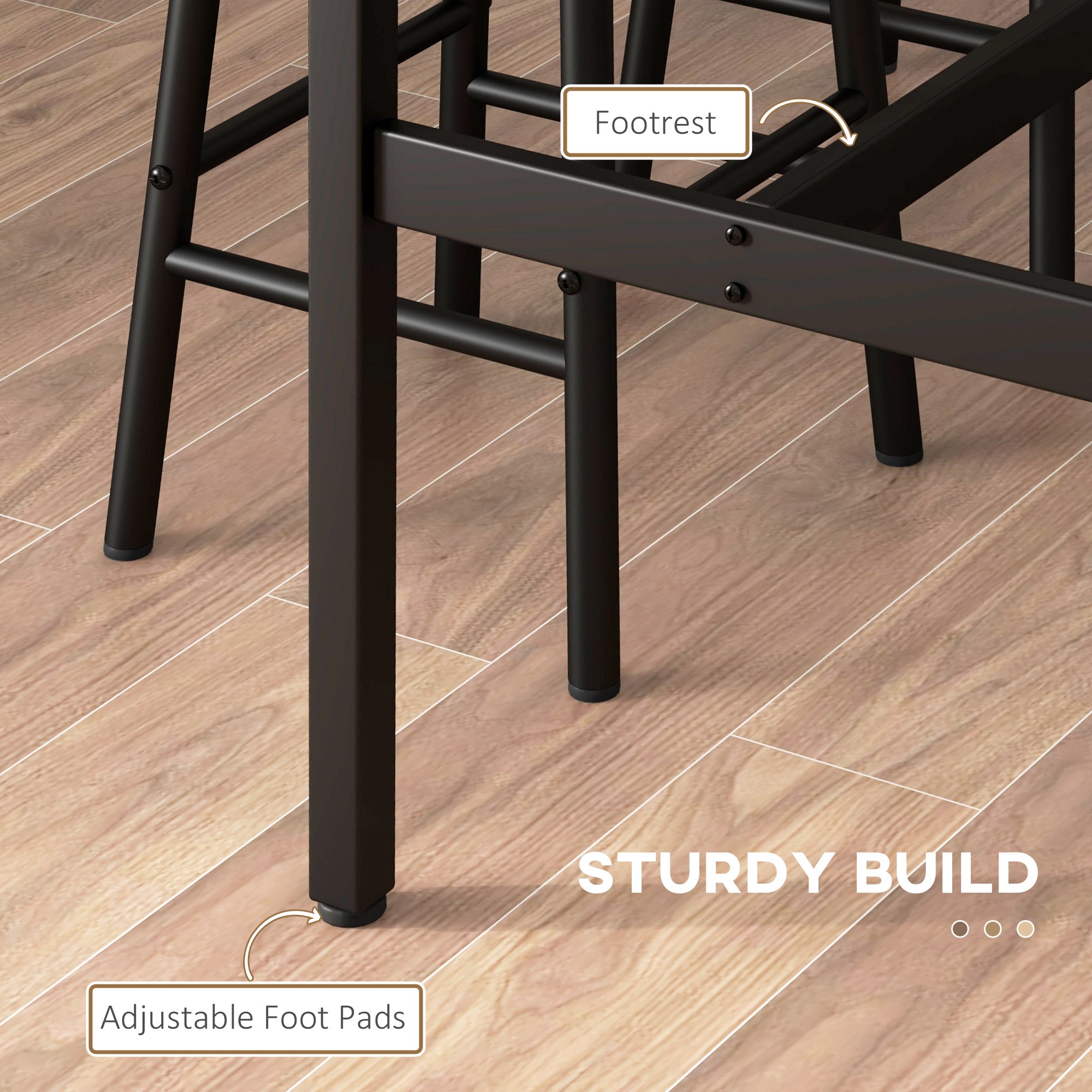 HOMCOM 5 Piece Bar Table Set with 4 Stools, Industrial Bar Table and Stool Set, Dining Table and Chair Set, Rustic Brown - North Peak Garden Furniture