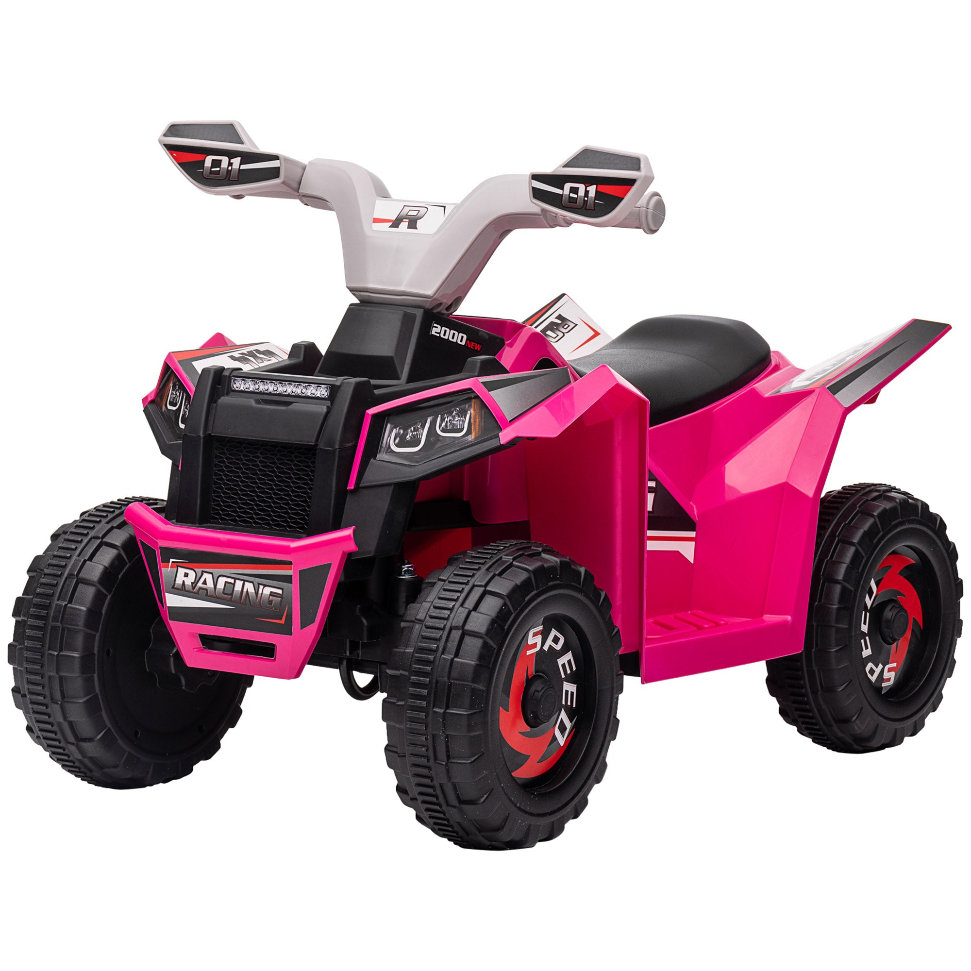 HOMCOM 6V Quad Bike with Wear-Resistant Wheels, Forward Backward Function, for Ages 18-36 Months, Pink