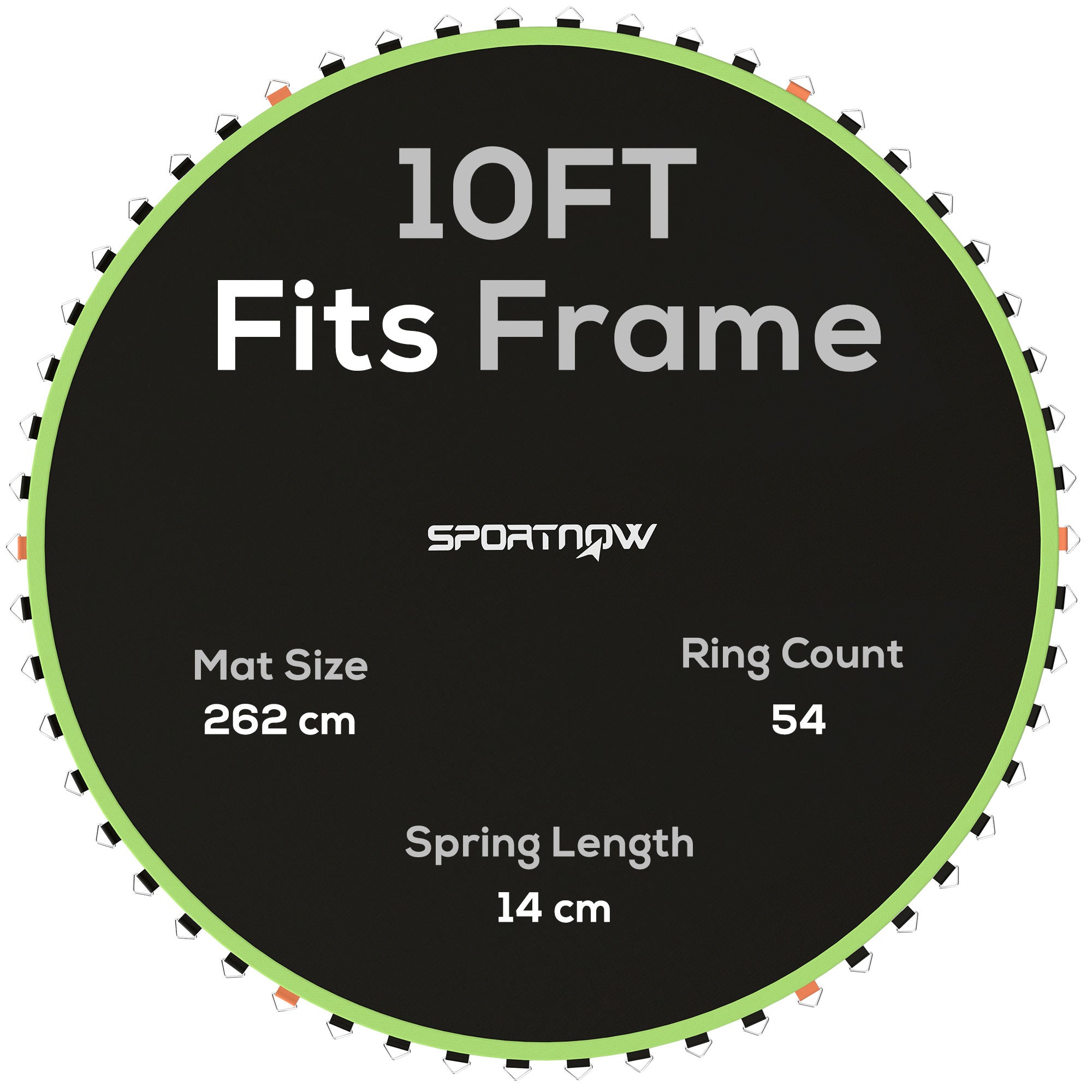 SPORTNOW Trampoline Replacement Mat with Spring Pull Tool, 54 V-Hooks, for 10ft Trampoline using 14cm Springs, Green