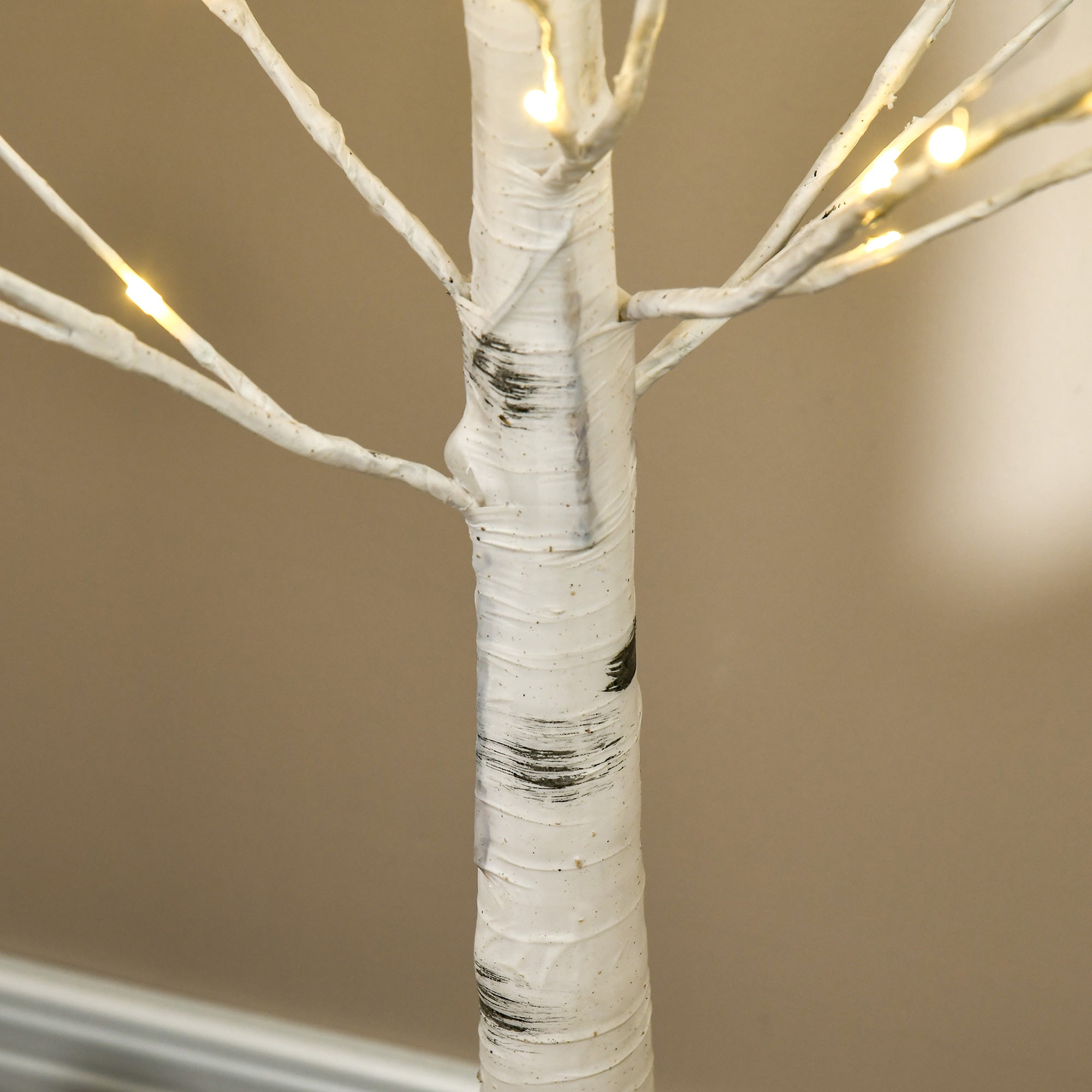 HOMCOM 6ft Artificial White Birch Tree Light with Warm White Pre-Lit LED Light for Indoor and Covered Outdoor Use - North Peak Garden Furniture