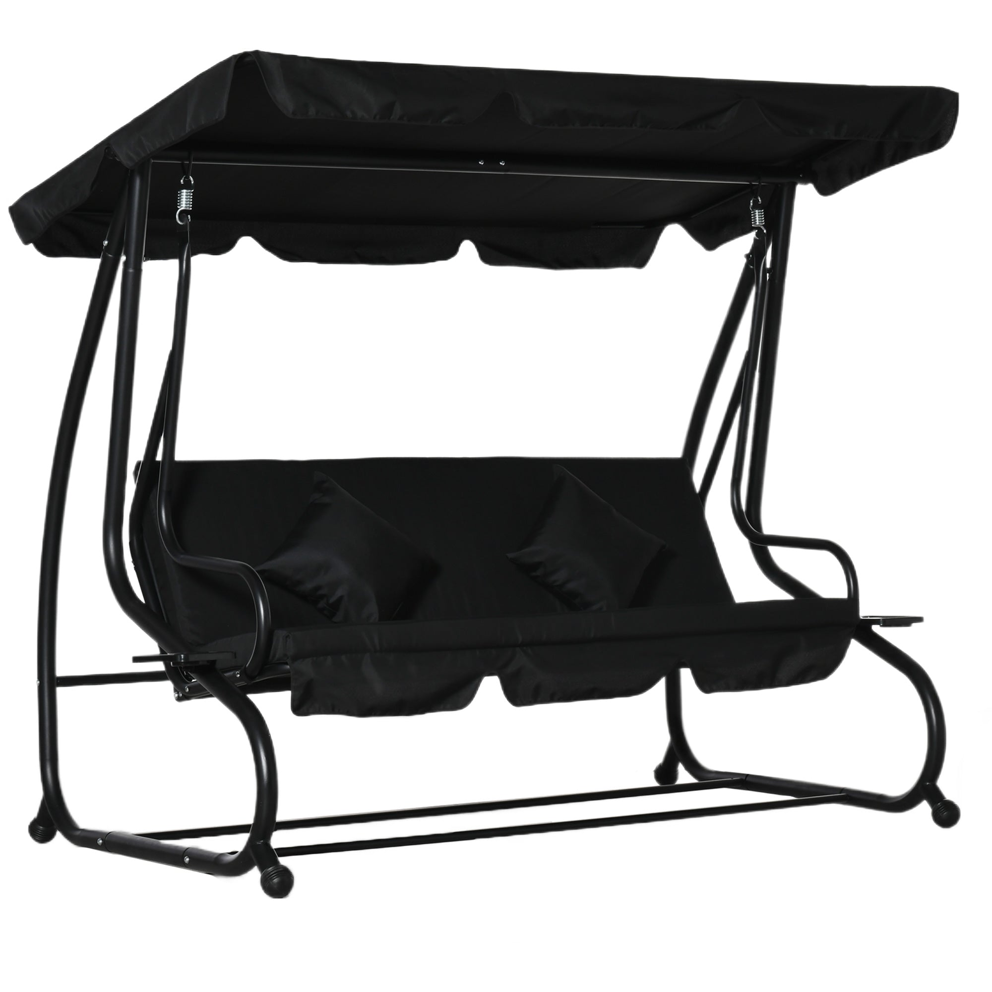 Outsunny Three-Seater Garden Swing Bed - Black