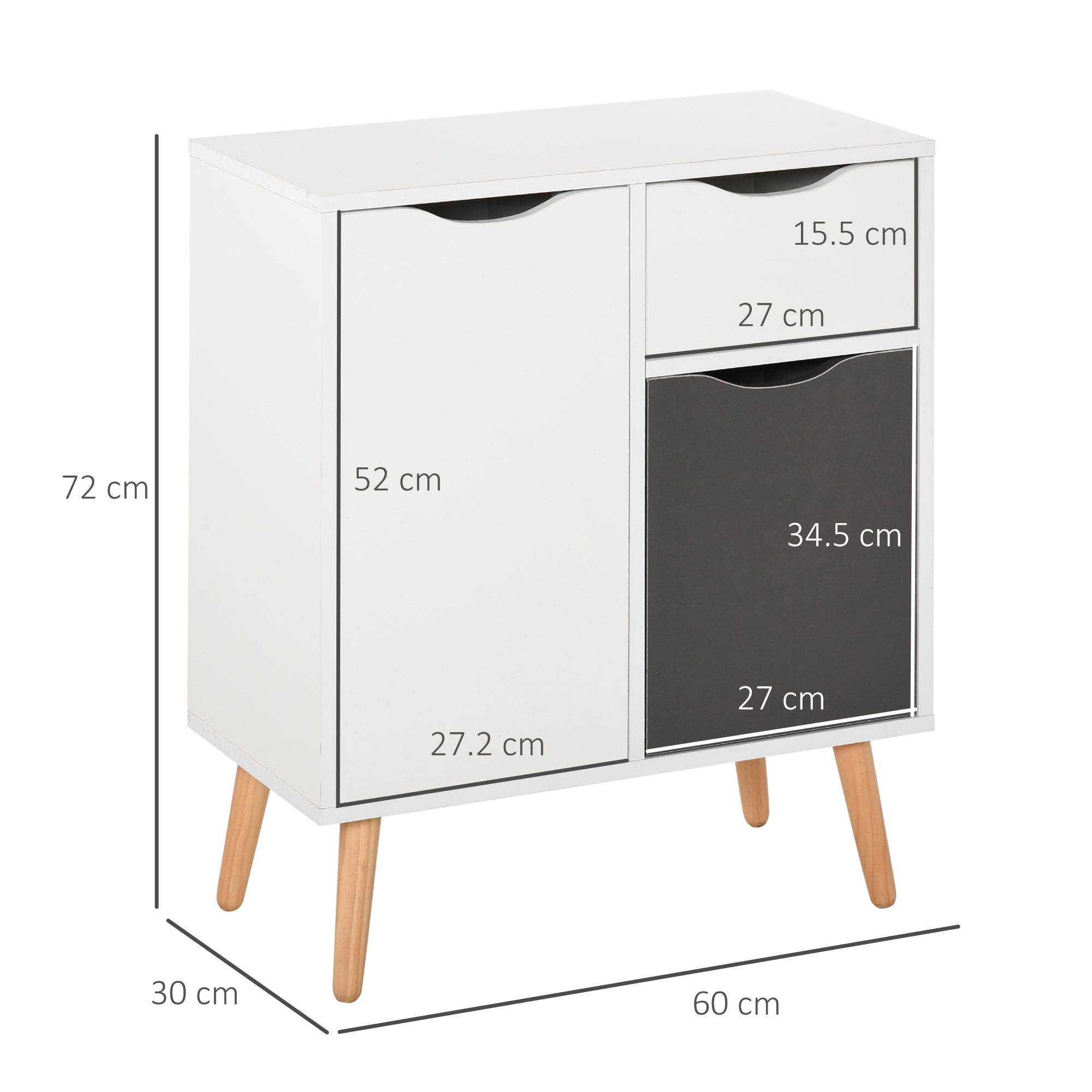 HOMCOM Sideboard Floor Cabinet Storage Cupboard with Drawer for Bedroom, Living Room, Entryway, Grey - North Peak Garden Furniture