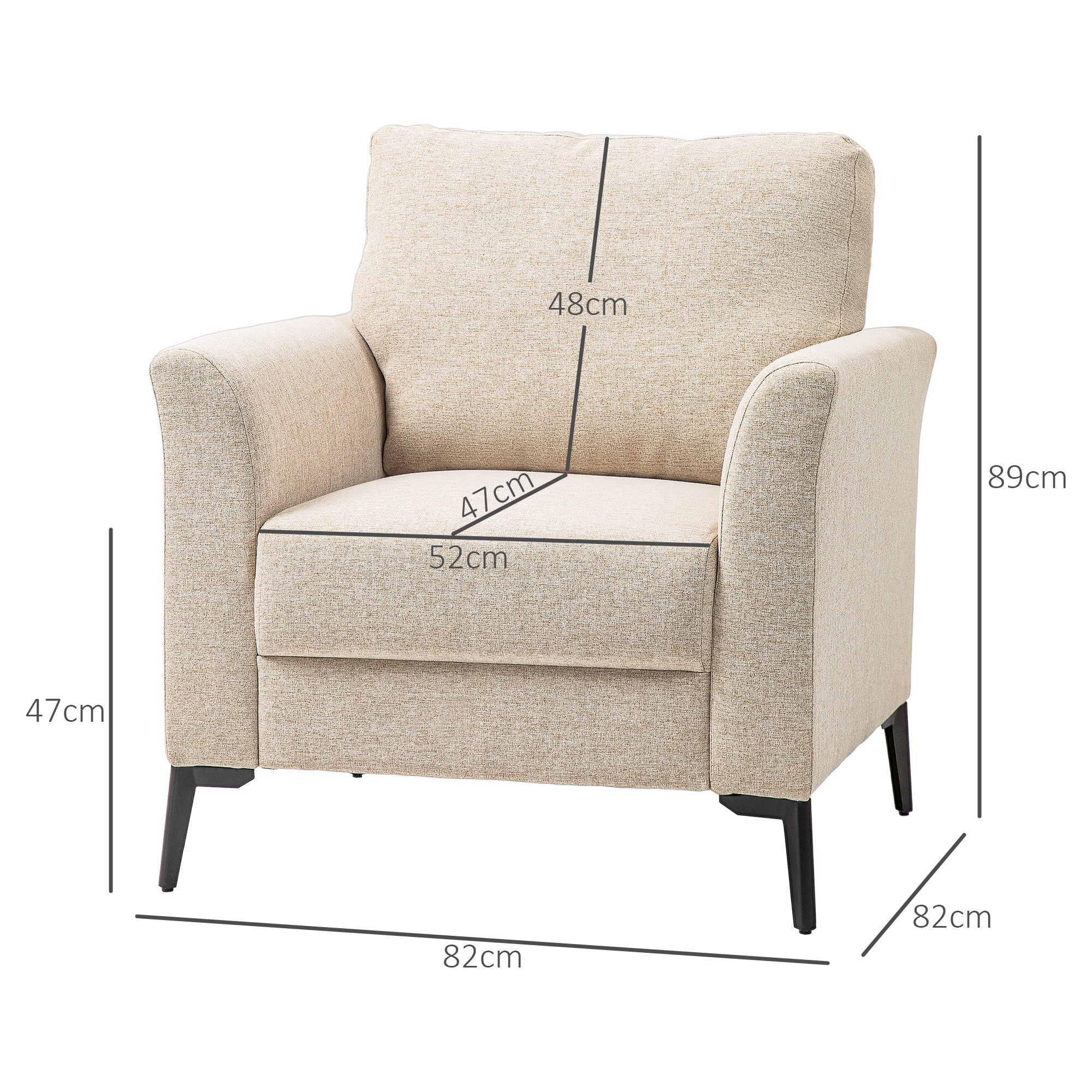 HOMCOM Linen-Look Armchair - Beige - North Peak Garden Furniture