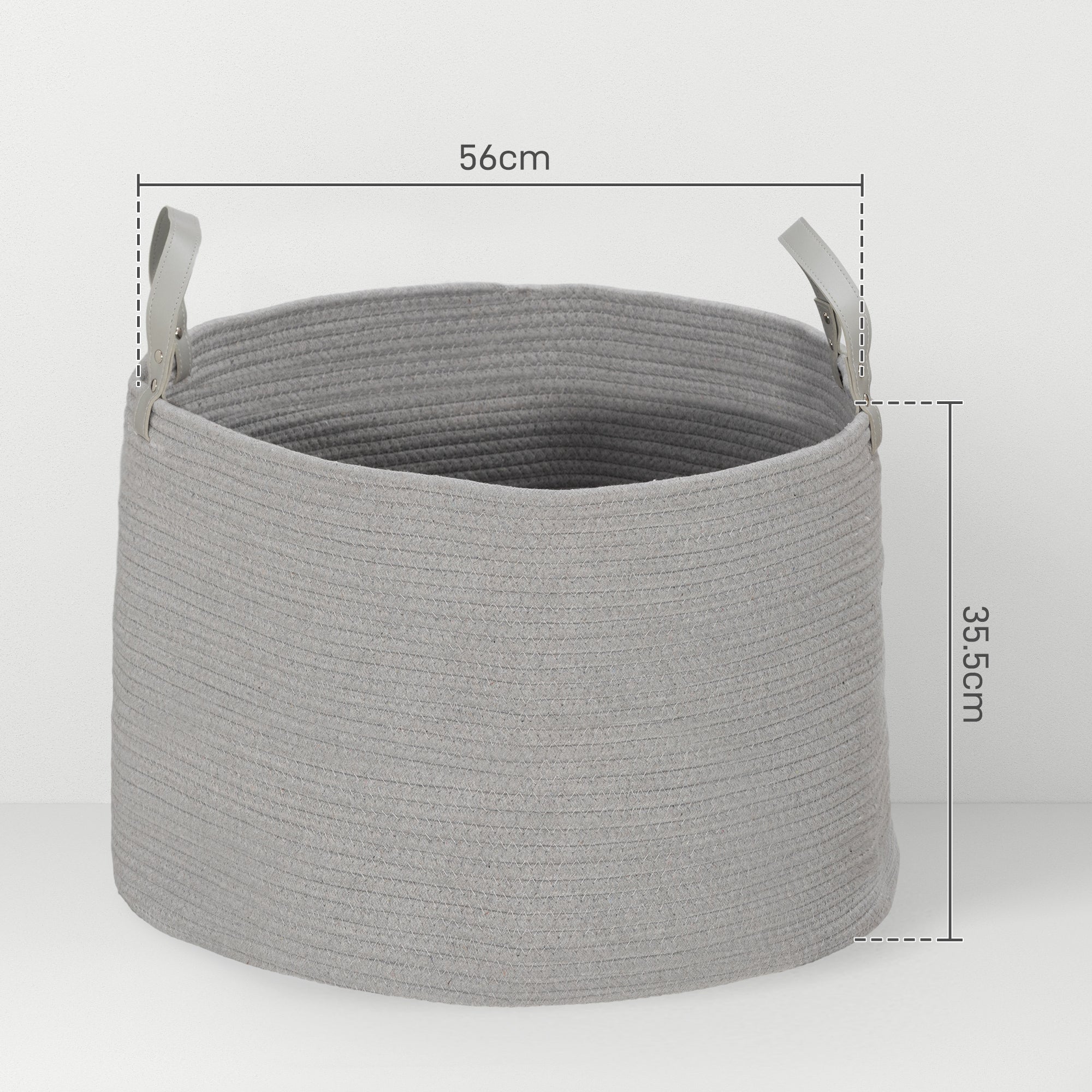 HOMCOM 88L Cotton Rope Laundry Basket, with Handles - Grey - North Peak Garden Furniture