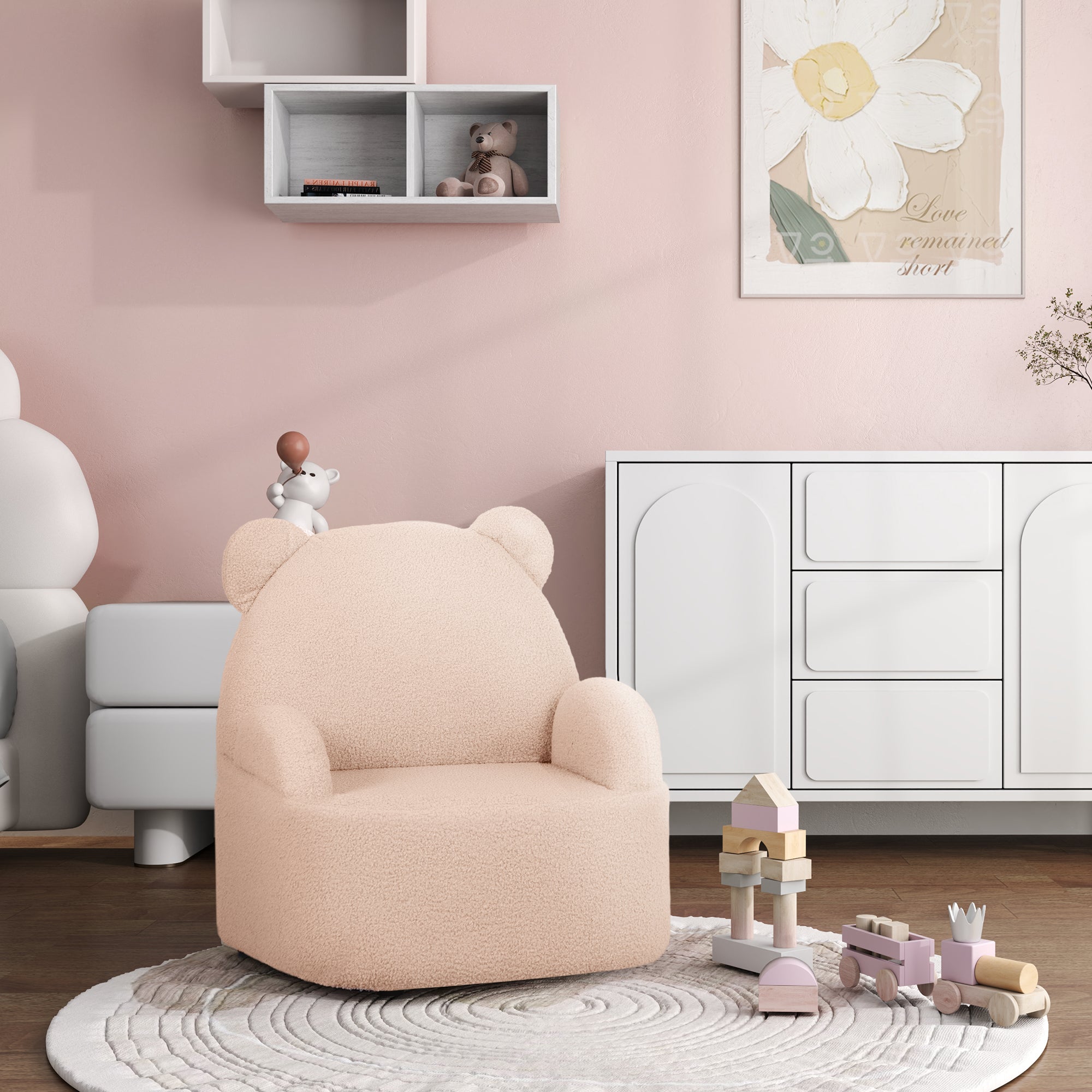 AIYAPLAY Kids Armchair, Bear Shaped Toddler Chair for Bedroom Playroom Living Room, Aged 18 Months to 3 Years - Pink - North Peak Garden Furniture