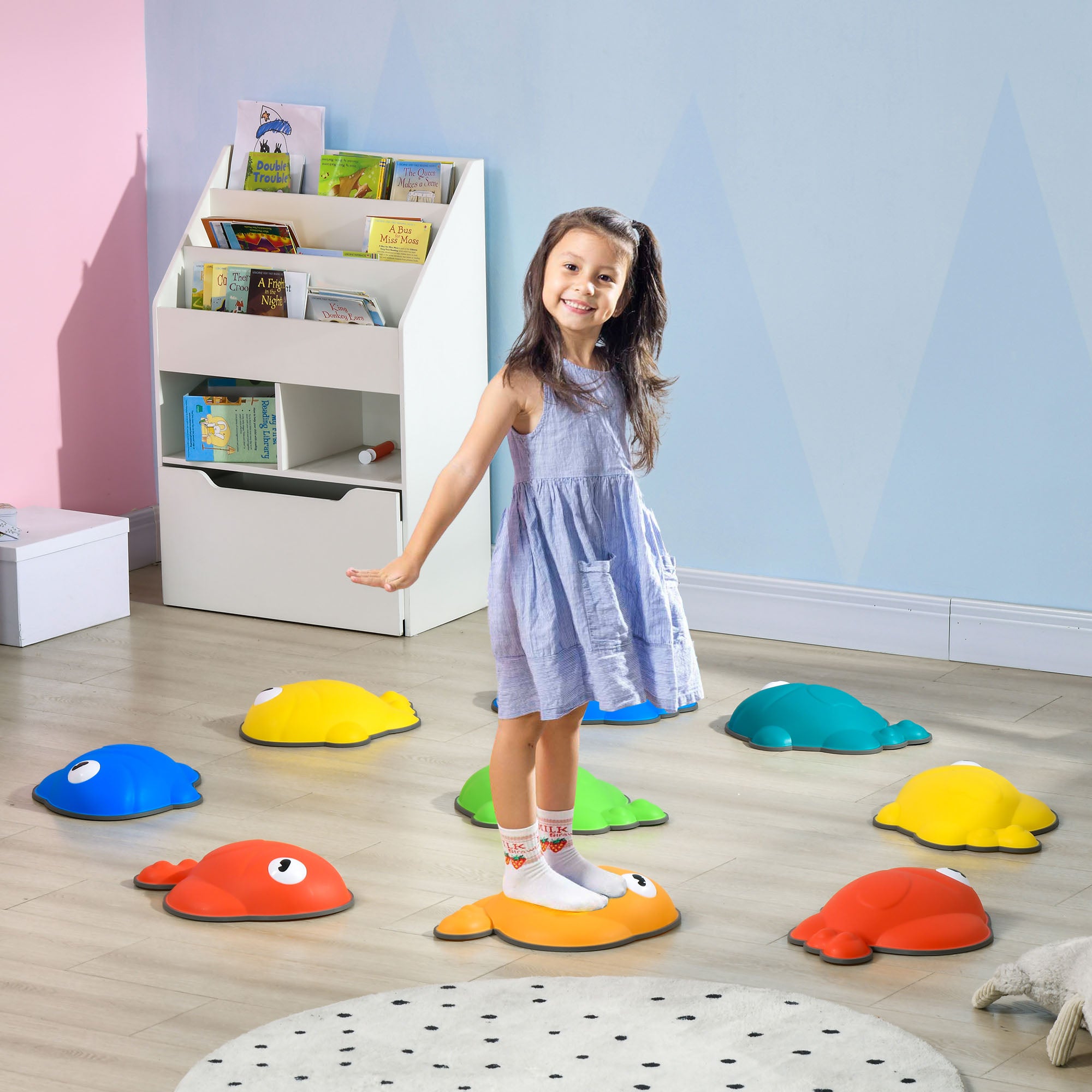 AIYAPLAY 9 Pcs Balance Stepping Stones Kids for Sensory with Non-slip Edge, Stackable Outdoor Indoor Obstacle Course