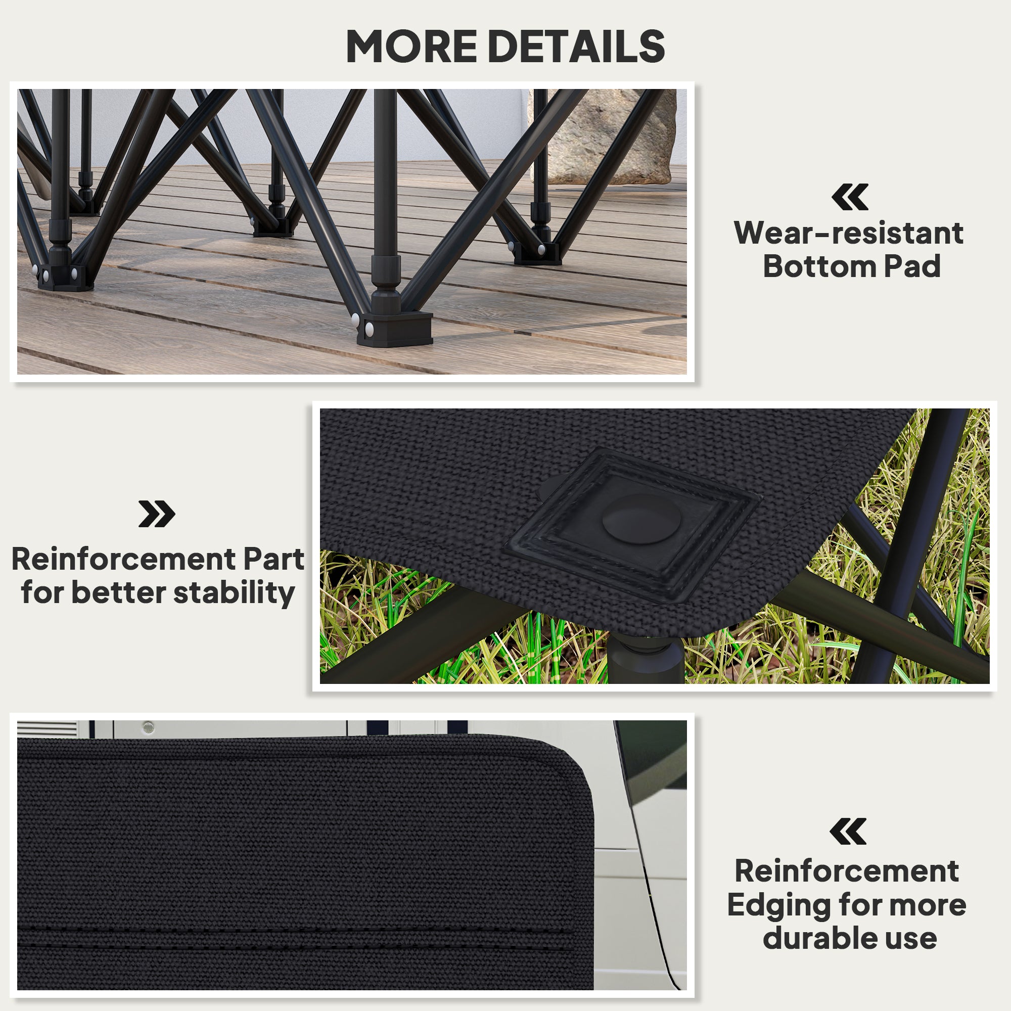 Outsunny 6 Seater Folding Bench, Outdoor Camping Chair Portable Sports Spectator Chair with Steel Frame, Cup Holder & Carry Bag, Black