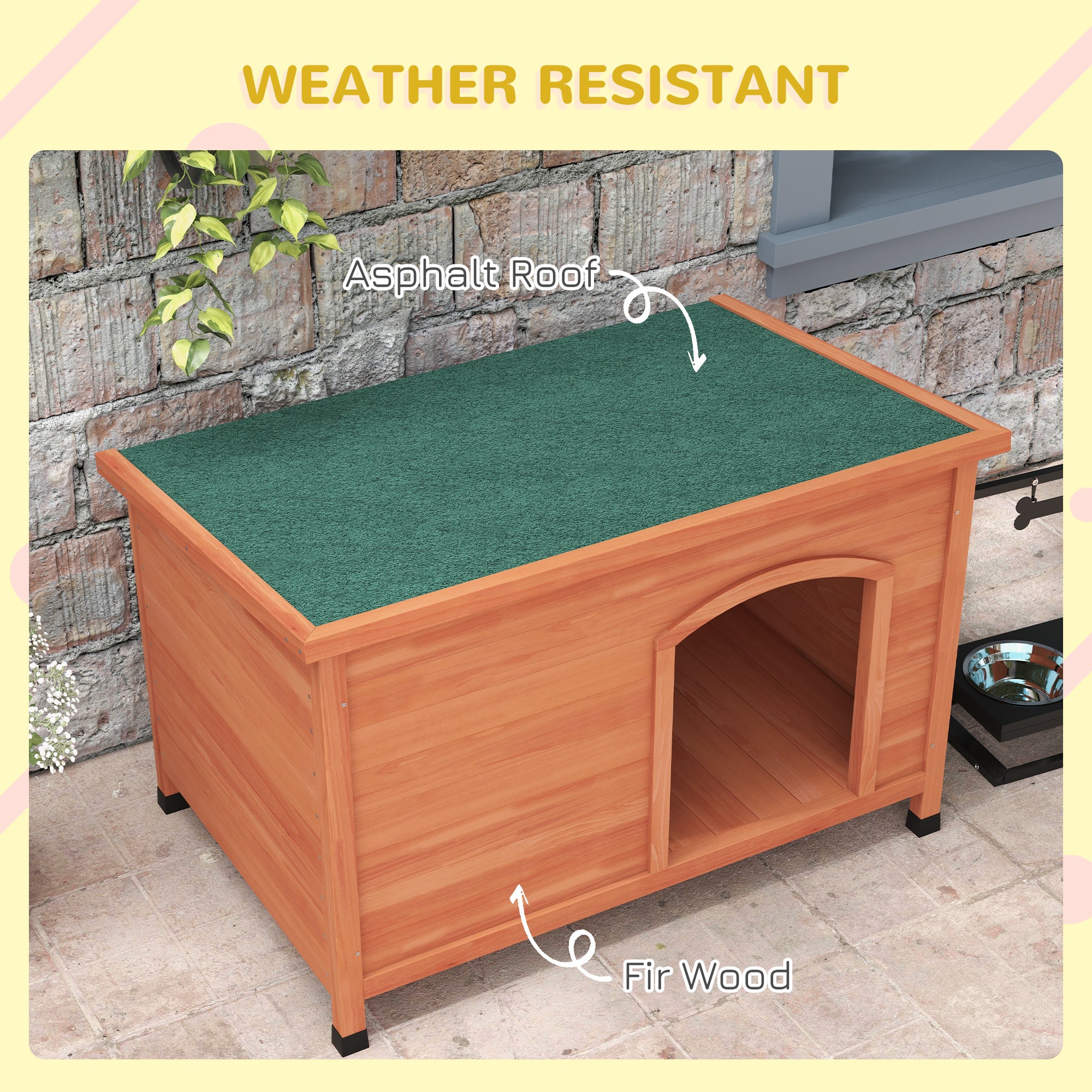 PawHut Wooden Dog Kennel, Outdoor Pet House, with Removable Floor, Openable Roof, Water-Resistant Paint - Natural Wood Tone - North Peak Garden Furniture