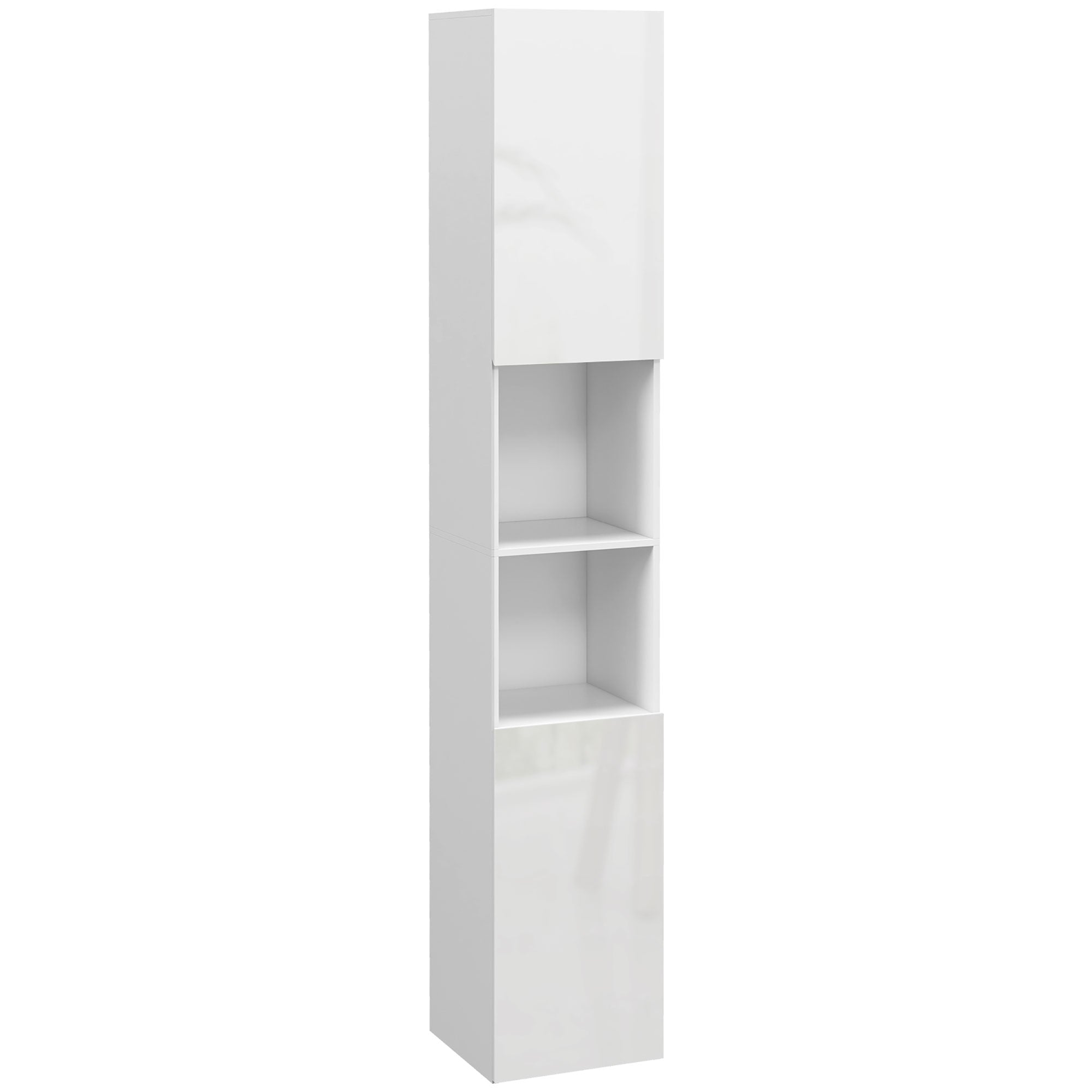 kleankin Multi-Storage Slim Bathroom Cabinet - High Gloss White - North Peak Garden Furniture