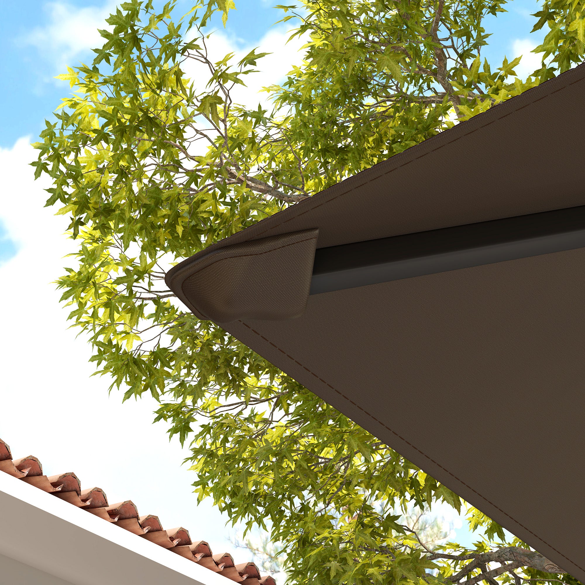 Outsunny 3 x 3(m) Gazebo Canopy Replacement Cover, Garden Gazebo Roof Replacement with Drain Holes, Water-resistant Plastic Coating, 370g/㎡, UPF30+, TOP COVER ONLY, Brown - North Peak Garden Furniture