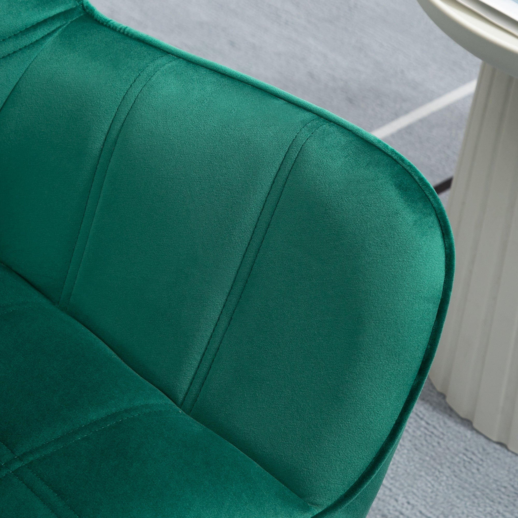 HOMCOM Armchair Accent Chair, Vanity Chair with Wide Arms, Slanted Back, Padding, Metal Frame, Wooden Legs, Home Bedroom Furniture Seating, Set of 2, Green - North Peak Garden Furniture