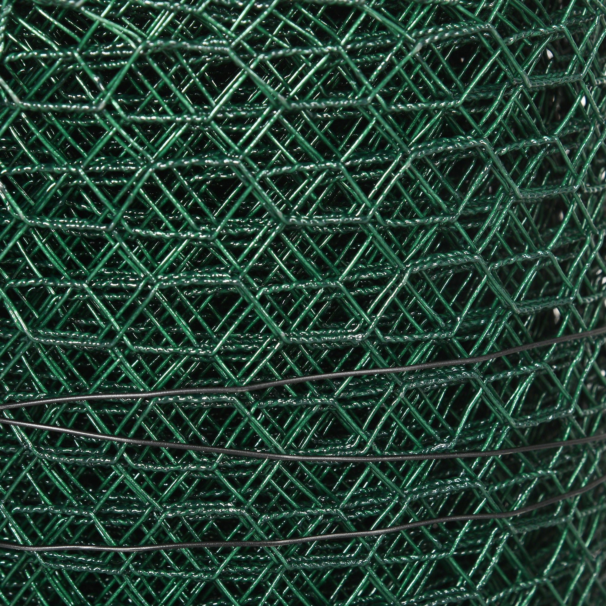 PawHut 1m x 25m Chicken Wire Mesh, Foldable PVC Coated Welded Garden Fence, Roll Poultry Netting, for Rabbits, Ducks, Geese - Dark Green