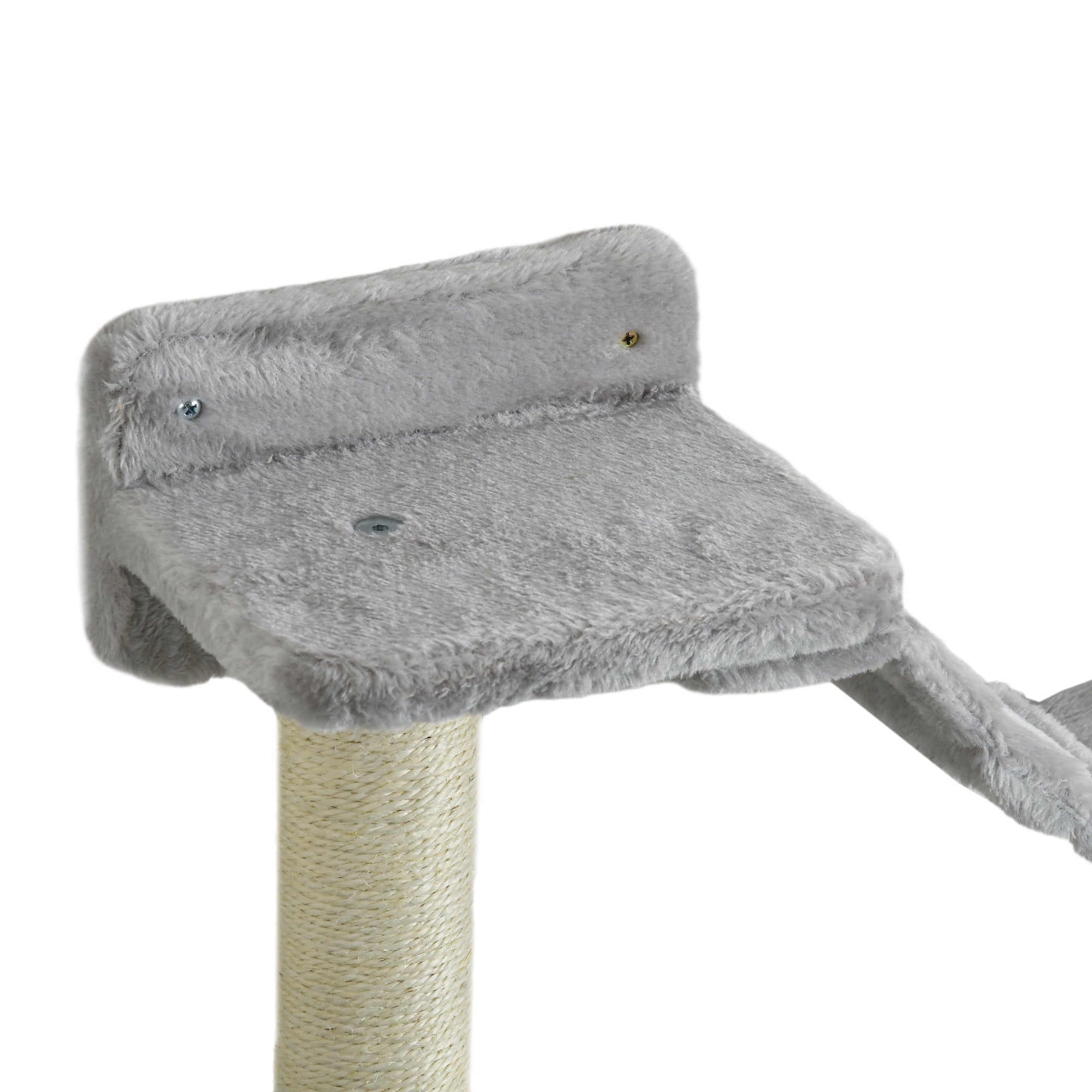 PawHut Four-Piece Cat Wall Furniture with Hammock, Perches, Ladder, Scratching Post, Grey - North Peak Garden Furniture